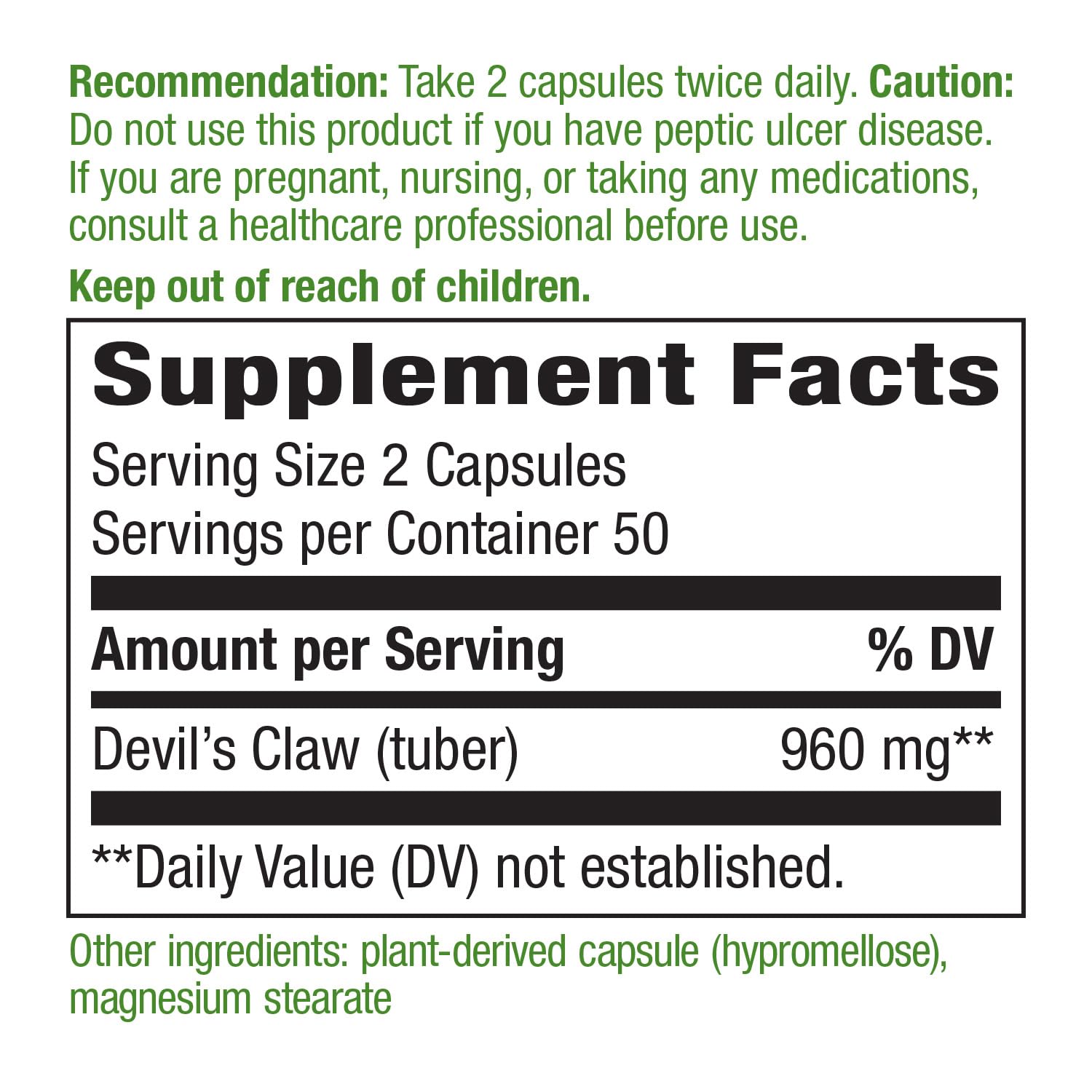 Foto 3 pulgar | Suplemento De Raíz Secundaria Nature's Way Devil's Claw 960 Mg - Venta Internacional.