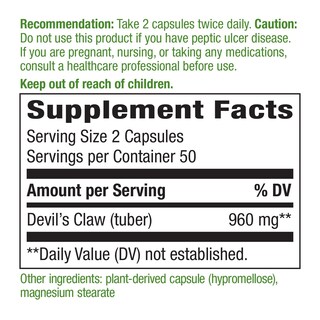 Foto 2 | Suplemento De Raíz Secundaria Nature's Way Devil's Claw 960 Mg - Venta Internacional.