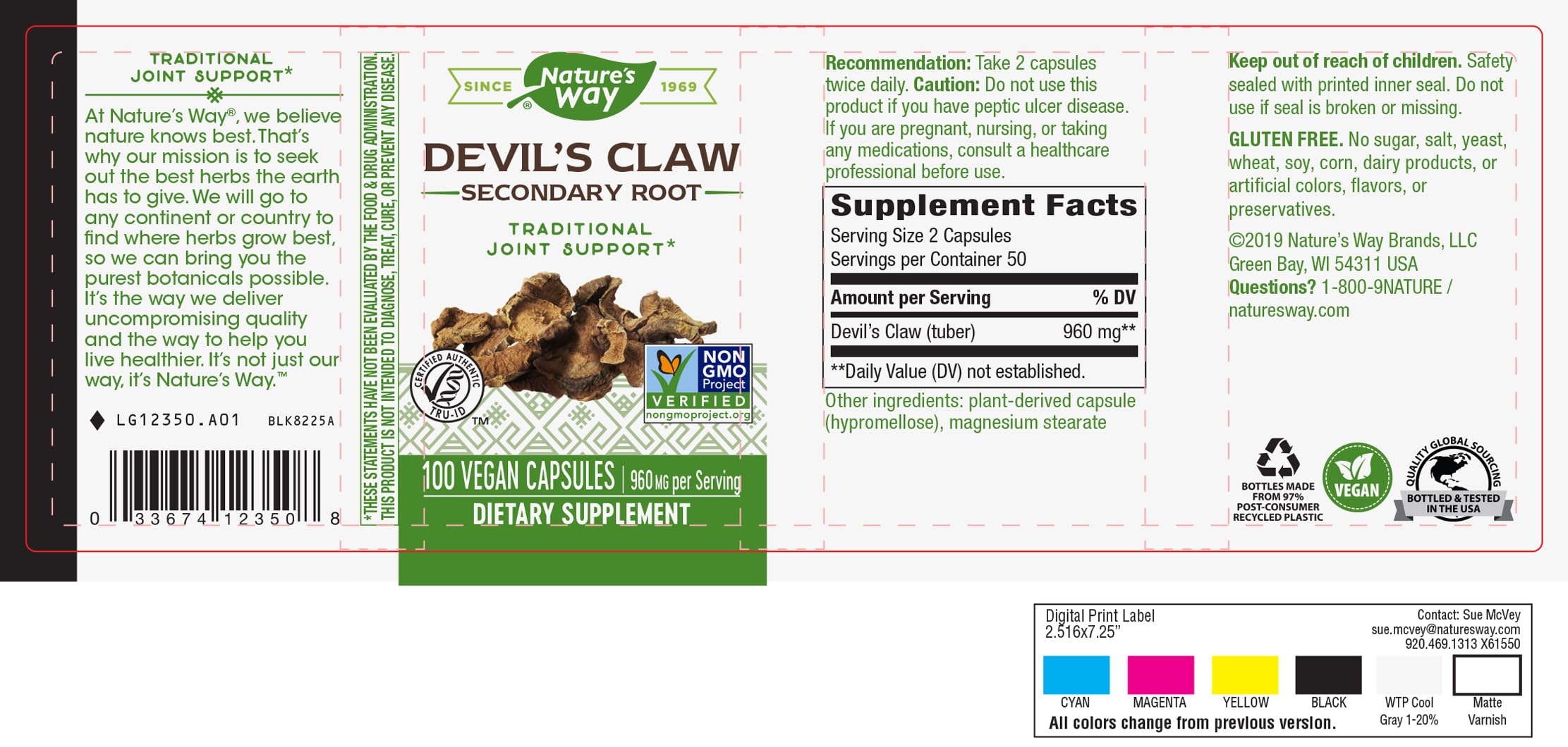 Foto 4 pulgar | Suplemento De Raíz Secundaria Nature's Way Devil's Claw 960 Mg - Venta Internacional.