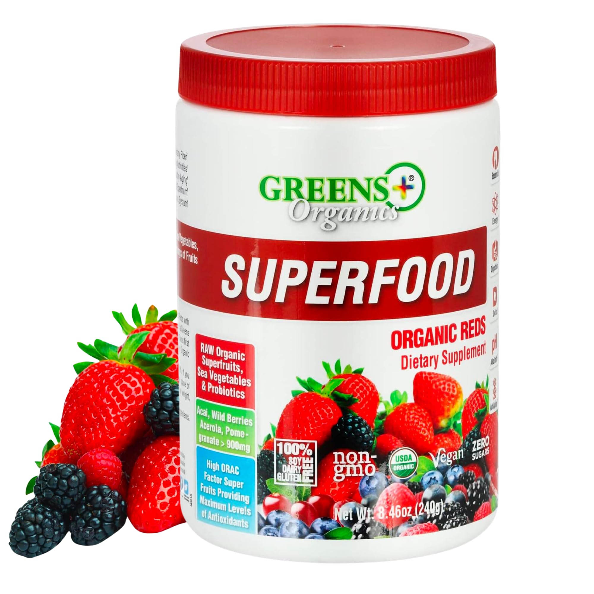 Foto 2 pulgar | Superfood Powder Greens+ Organic Reds Antioxidante 250 Ml - Venta Internacional.