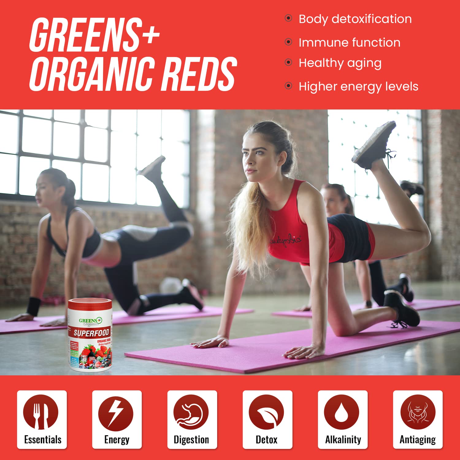 Foto 6 pulgar | Superfood Powder Greens+ Organic Reds Antioxidante 250 Ml - Venta Internacional.