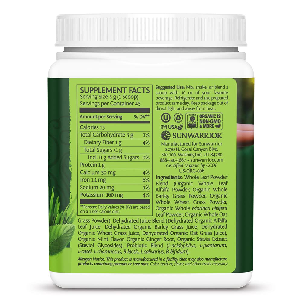 Foto 3 pulgar | Supergreens En Polvo Sunwarrior, Menta Orgánica Vegana, 45 Porciones - Venta Internacional.