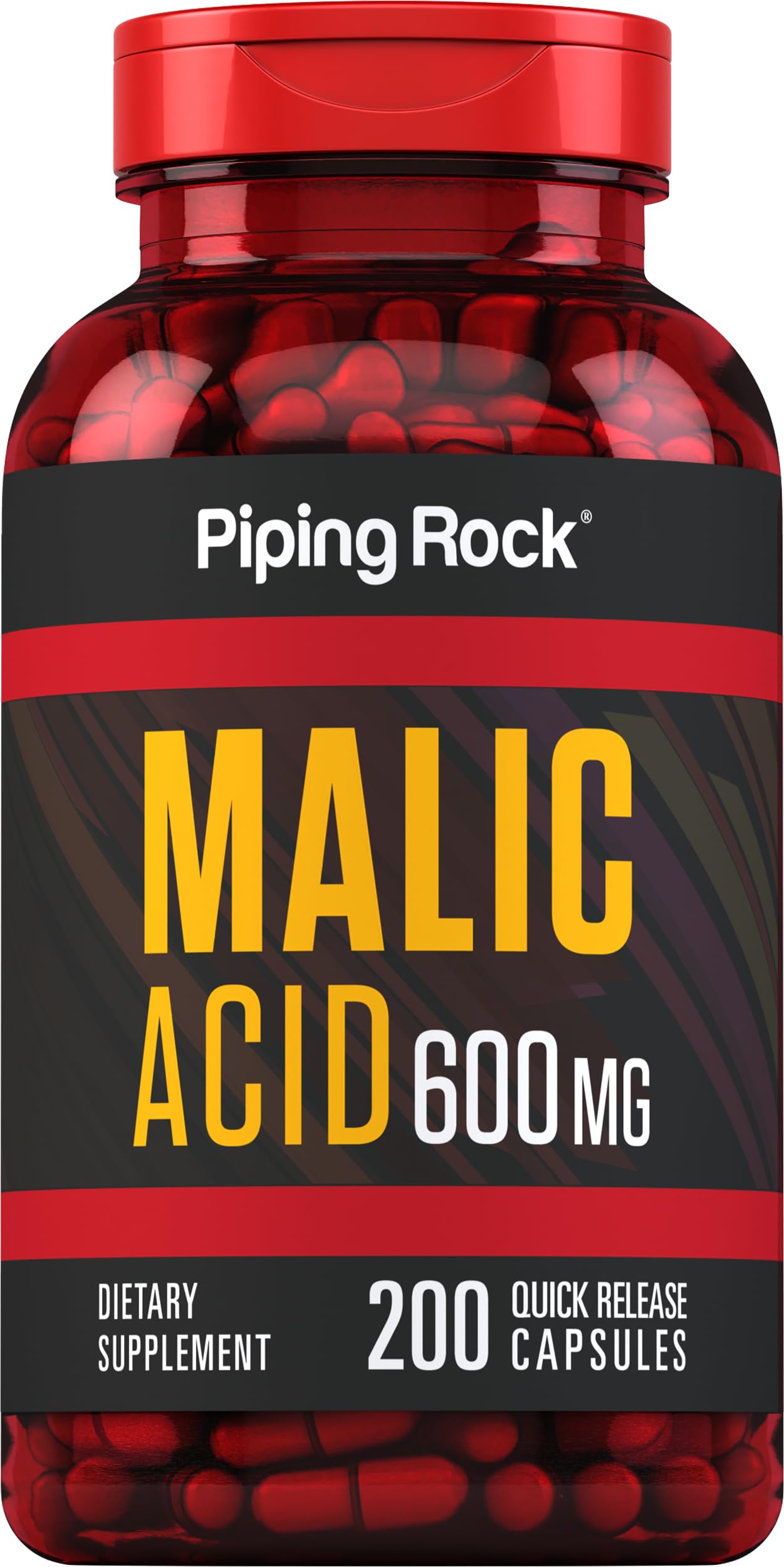 Foto 2 pulgar | Suplemento De Ácido Málico Piping Rock 600 Mg 200 Cápsulas - Venta Internacional.