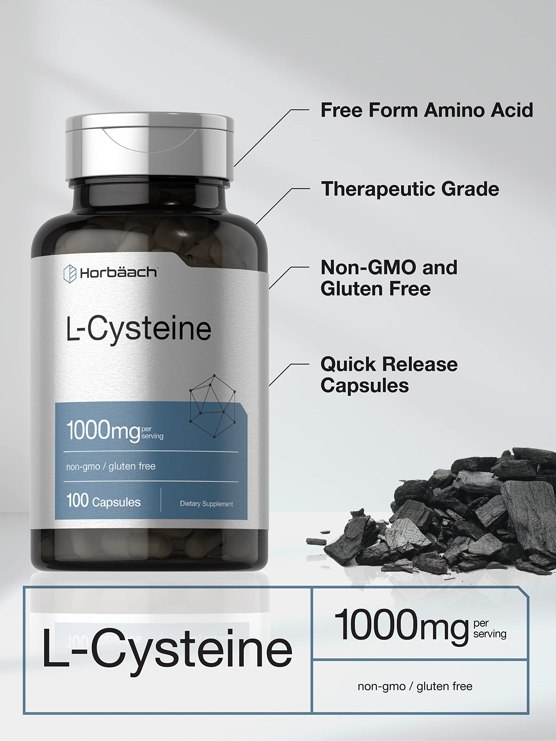 Foto 3 | Suplemento Horbäach L-cisteína 1000 Mg 100 Cápsulas - Venta Internacional.