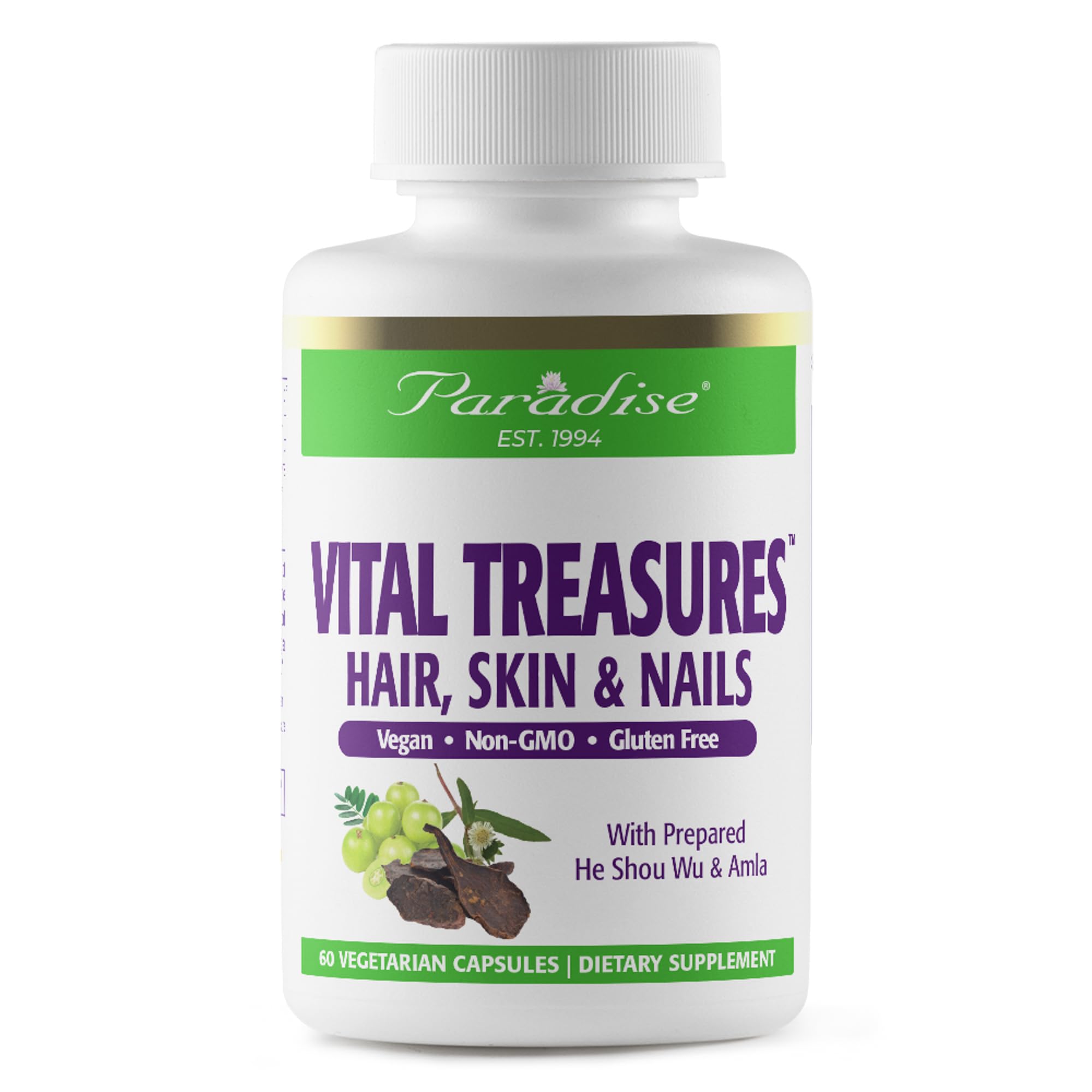 Suplemento Paradise Herbs Vital Treasures Para Cabello, Piel Y Uñas - Venta Internacional.