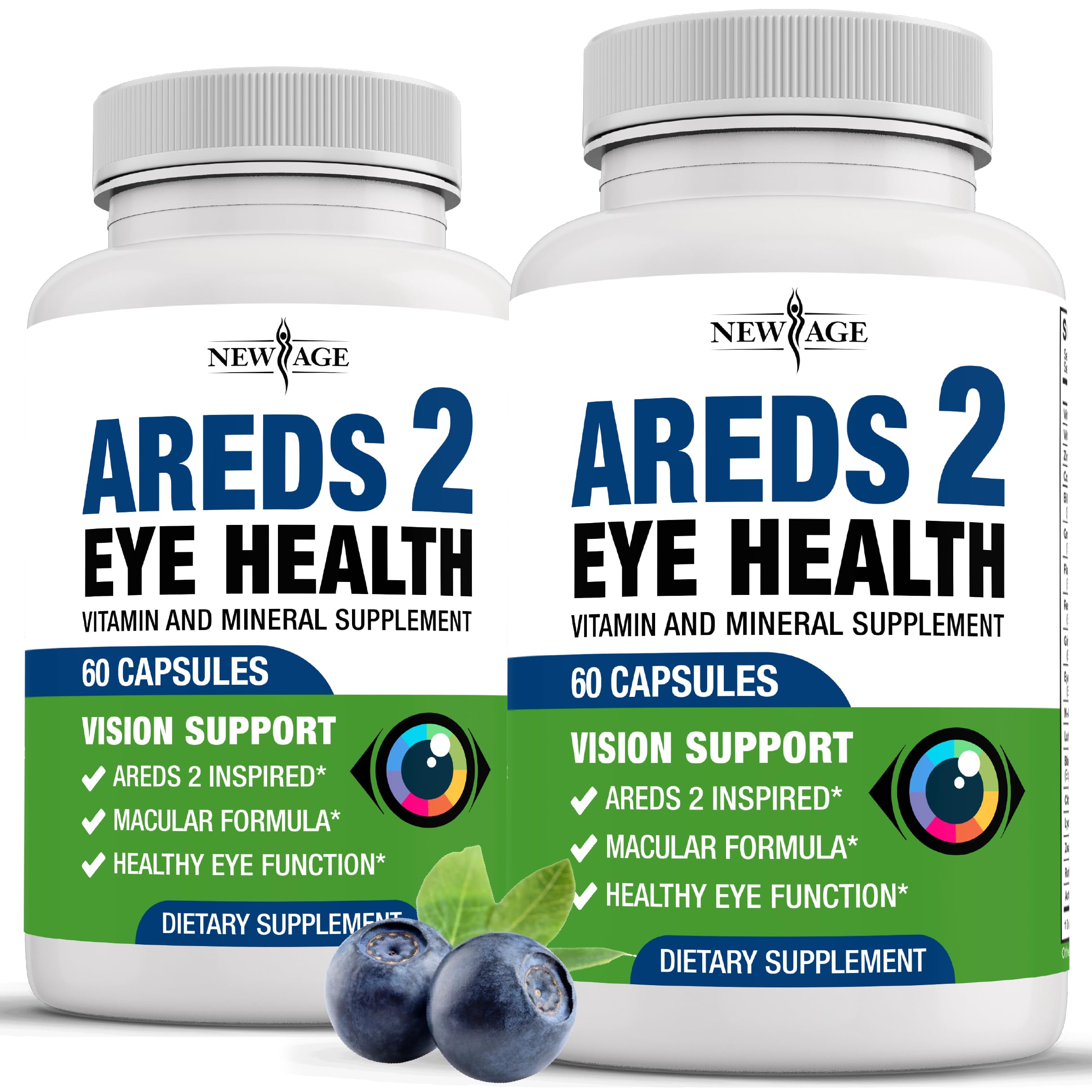 Vitamina Ocular New Age Areds 2 Con Arándanos, 6000 Mg De Luteína Y Zeaxantina - Venta Internacional.