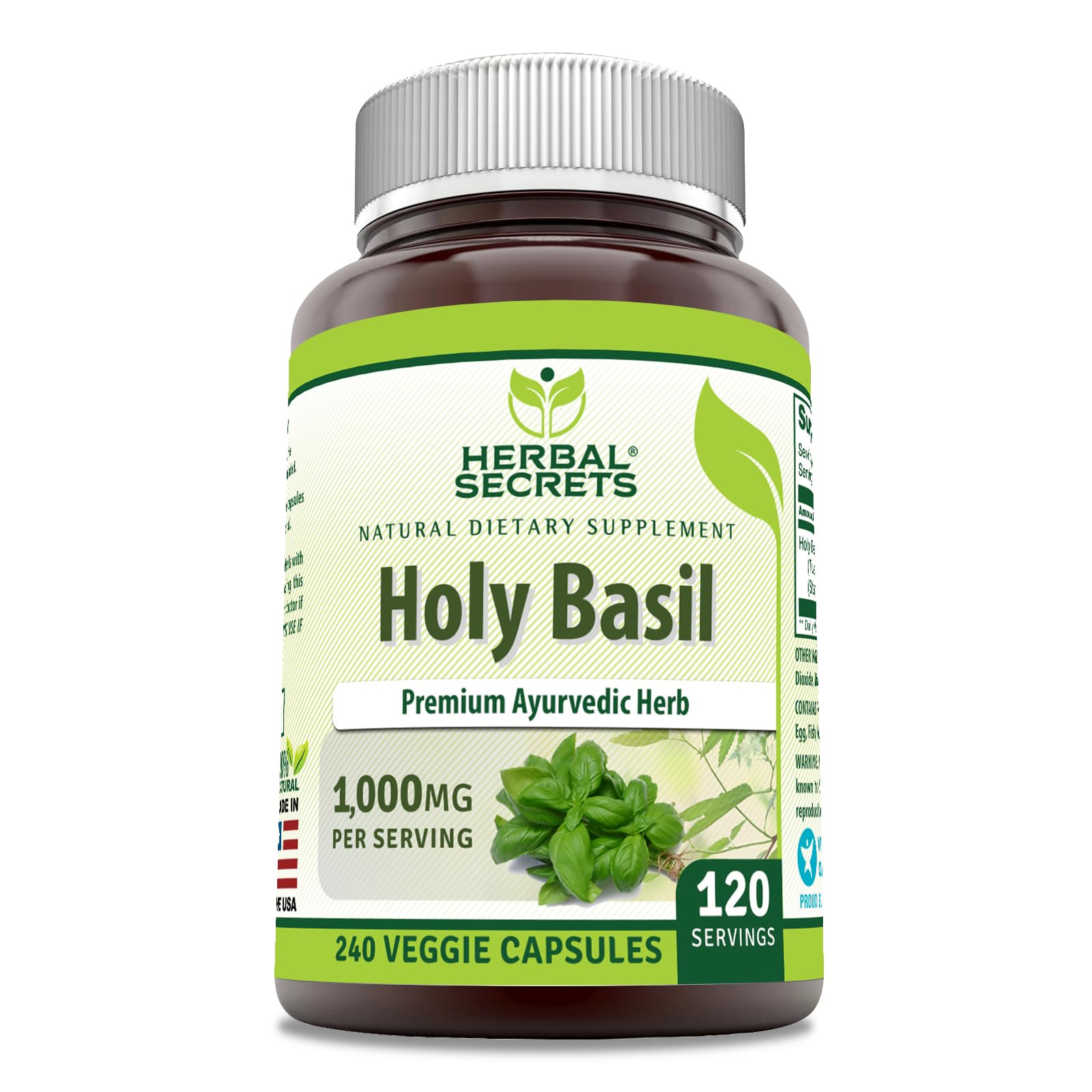 Foto 2 pulgar | Suplemento Herbal Secrets Holy Basil 1000 Mg 240 Cápsulas - Venta Internacional.