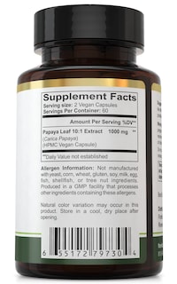 Foto 3 | Suplemento De Extracto De Hoja De Papaya De Florida Herbal Pharmacy 120 Cápsulas - Venta Internacional.
