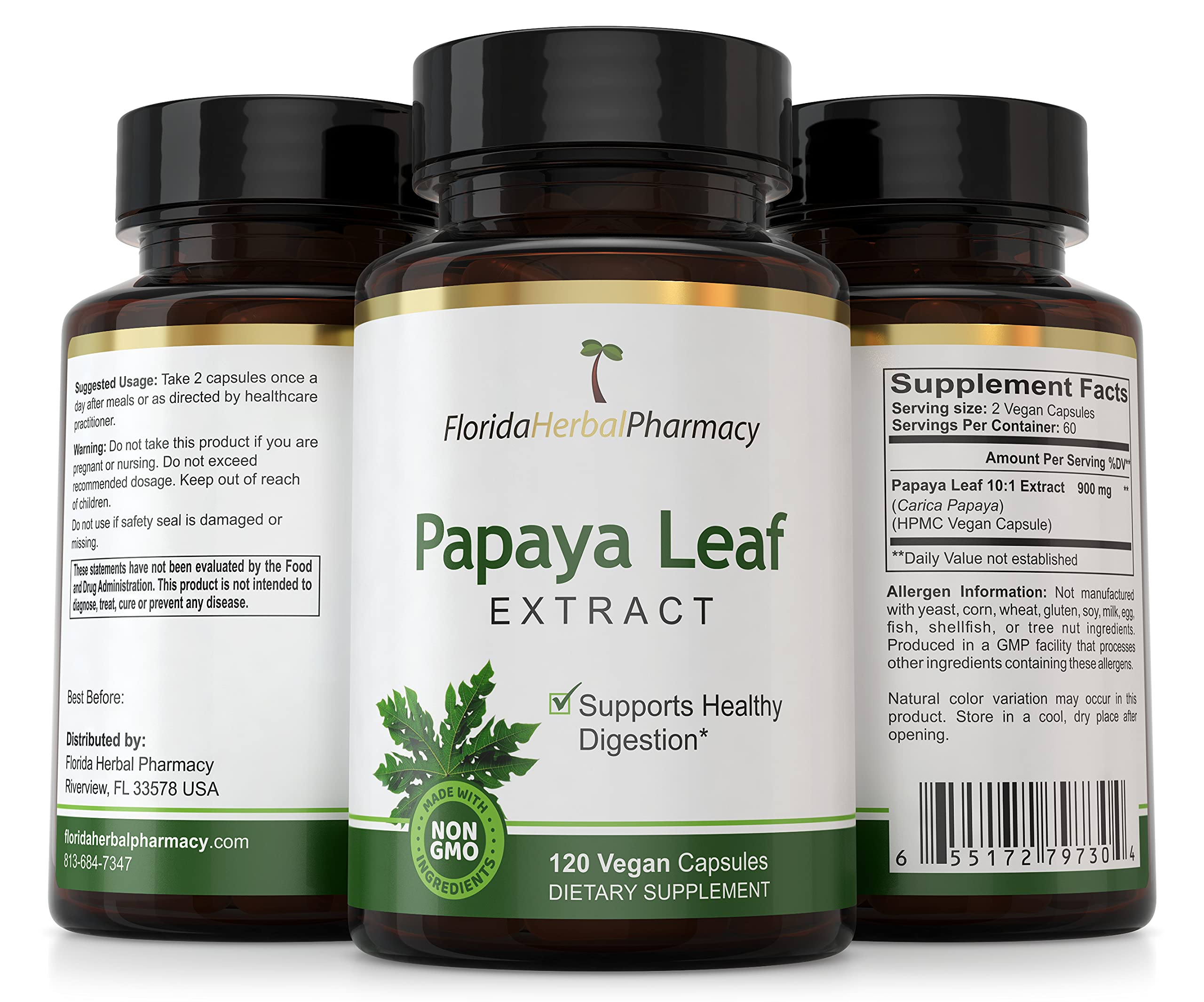 Foto 5 pulgar | Suplemento De Extracto De Hoja De Papaya De Florida Herbal Pharmacy 120 Cápsulas - Venta Internacional.