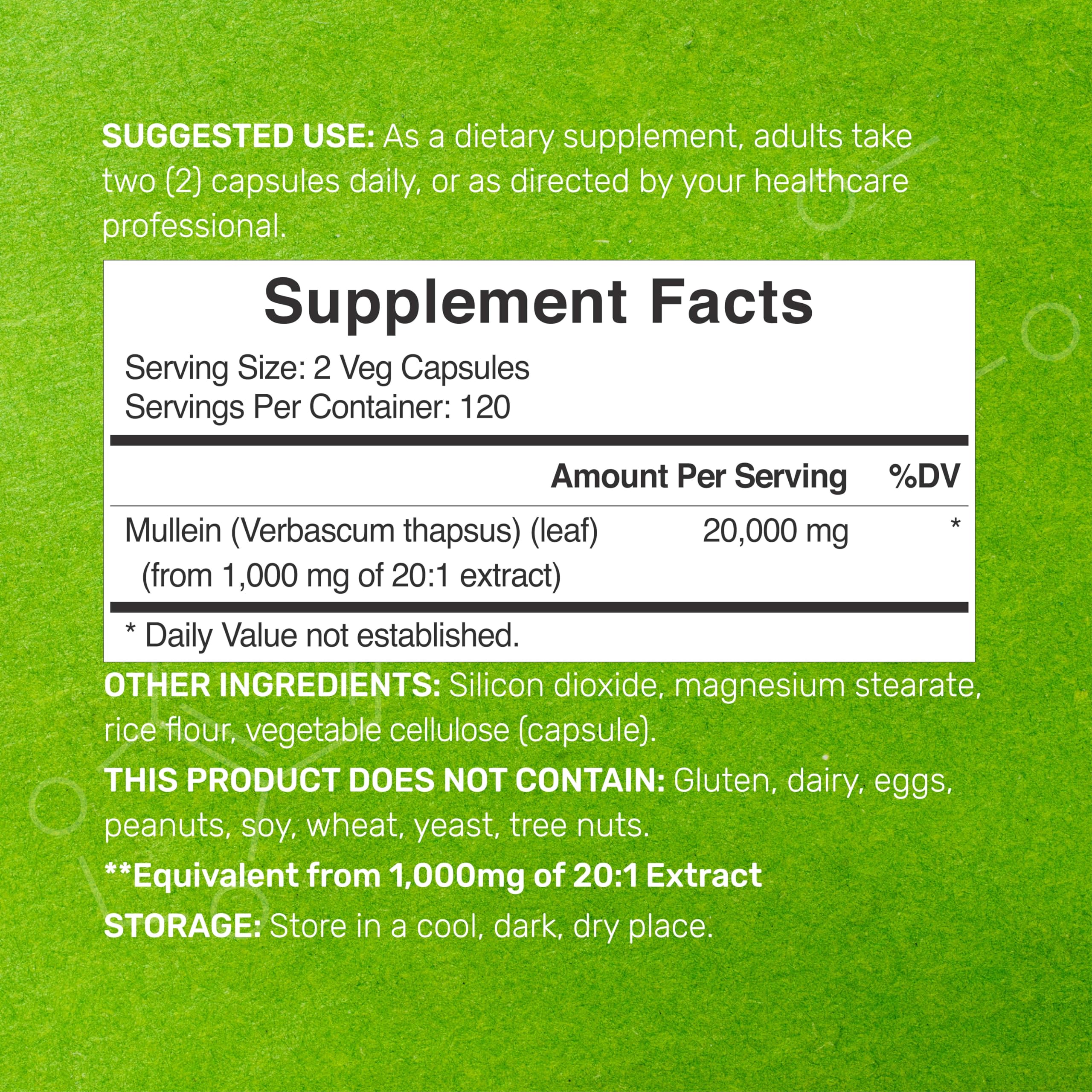 Foto 3 pulgar | Suplemento, Oferta, Suplemento De Extracto De Hoja De Gordolobo, 20.000 Mg - Venta Internacional.
