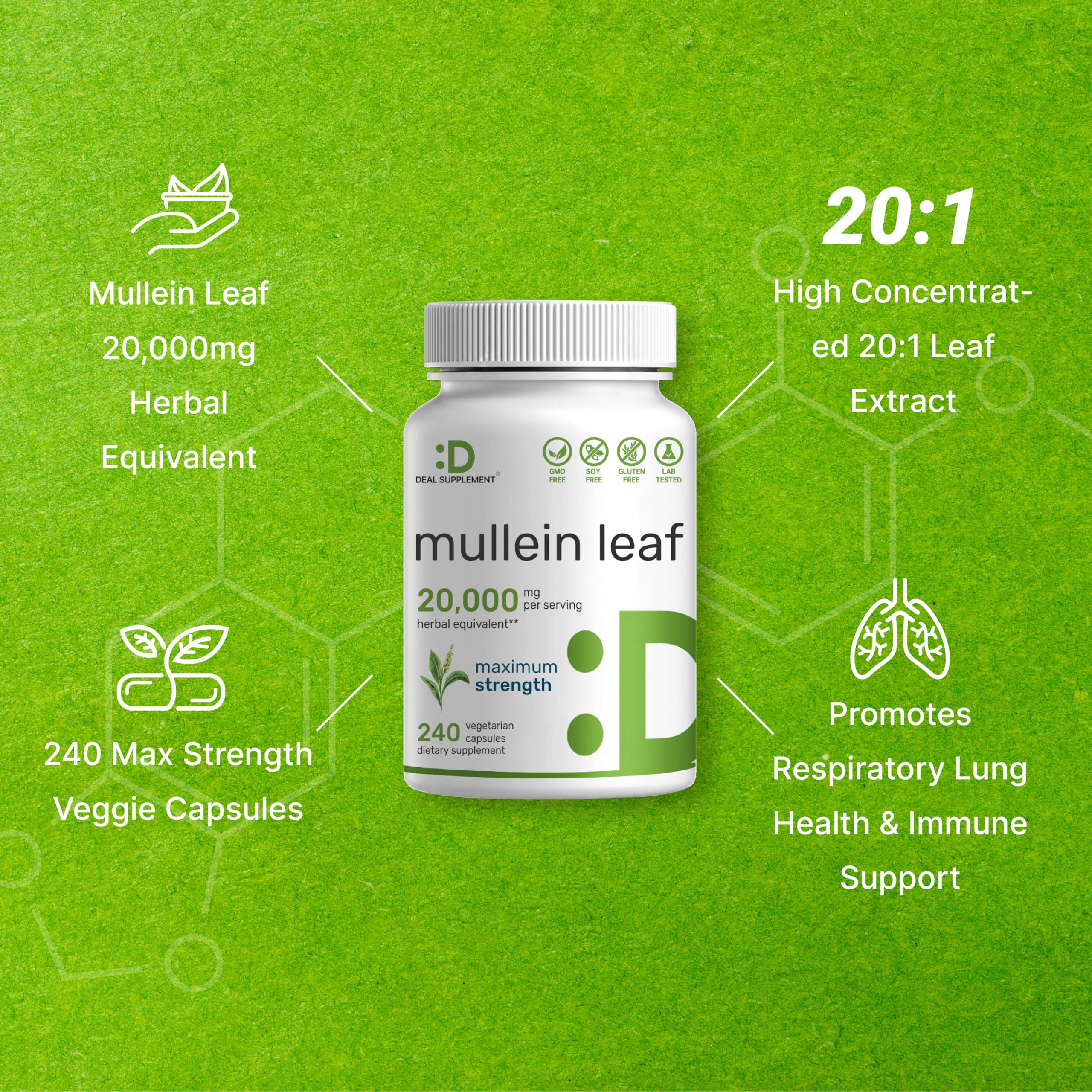 Foto 5 pulgar | Suplemento, Oferta, Suplemento De Extracto De Hoja De Gordolobo, 20.000 Mg - Venta Internacional.