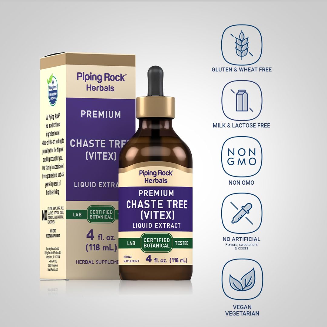 Foto 4 pulgar | Suplemento De Extracto De Bayas De Árbol Casto De Piping Rock, 120 Ml - Venta Internacional.