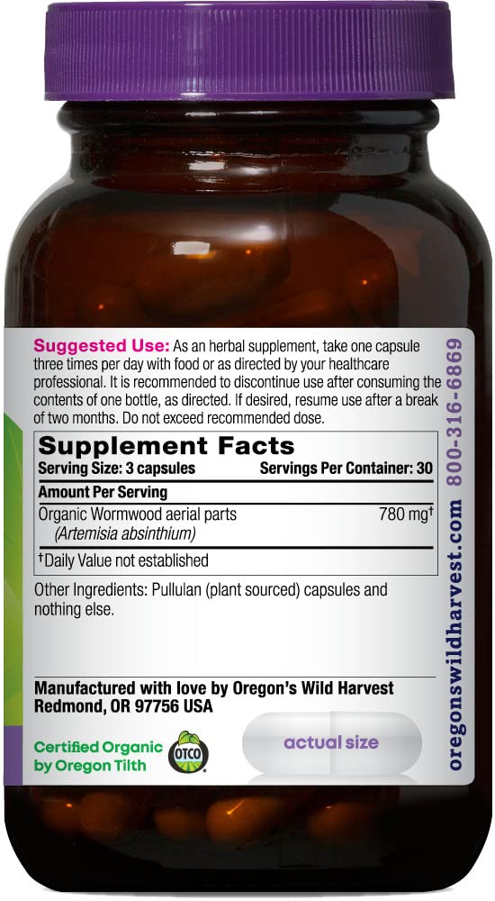 Foto 2 | Suplemento Orgánico De Ajenjo Wild Harvest De Oregón, 90 Comprimidos - Venta Internacional.