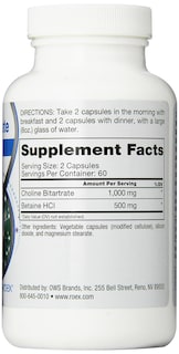 Foto 3 | Suplemento Roex Vitamins De Bitartrato De Colina, 120 Unidades - Venta Internacional.