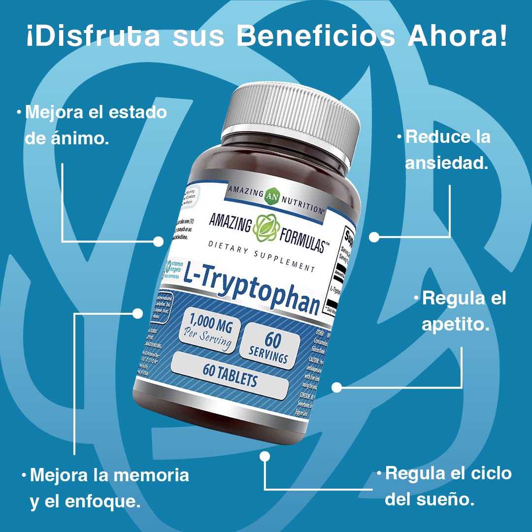 Foto 2 | Amazing Nutrition - Amazing Formulas L-tryptophan  Triptófano Regulación Del Sueño 60 Tablets