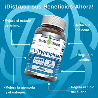 Foto 2 | Amazing Nutrition - Amazing Formulas L-tryptophan Triptófano Regulación Del Sueño 60 Tablets
