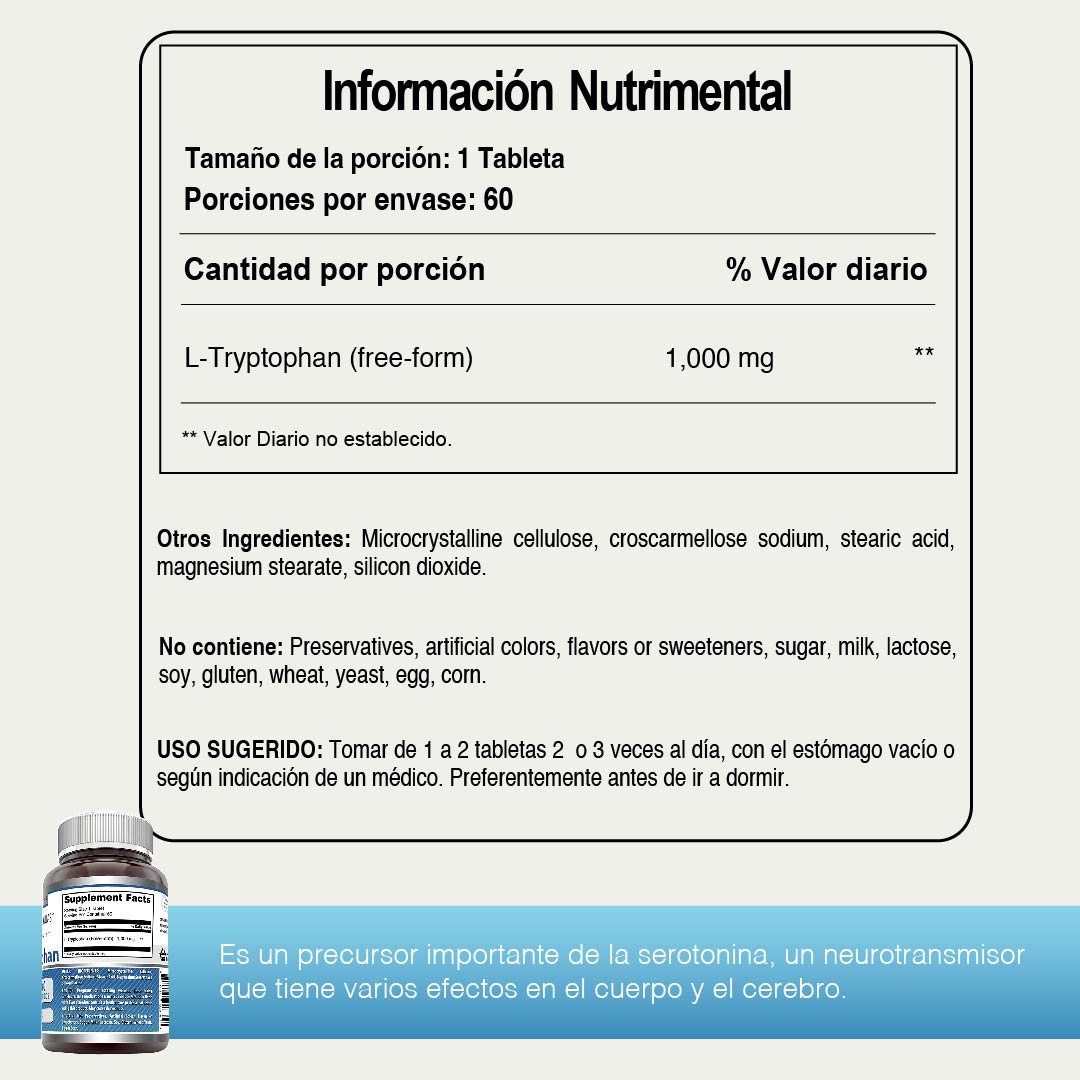 Foto 4 | Amazing Nutrition - Amazing Formulas L-tryptophan  Triptófano Regulación Del Sueño 60 Tablets