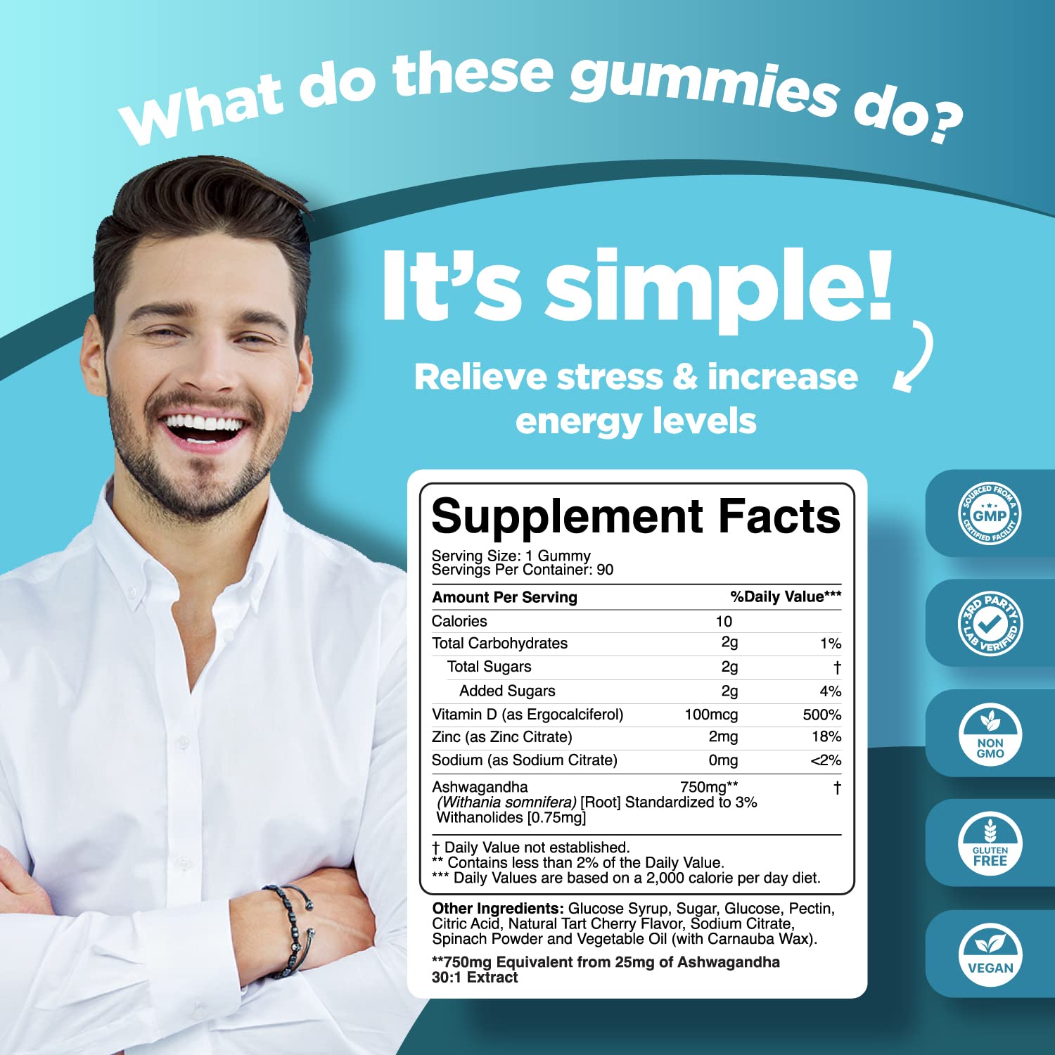 Foto 4 pulgar | Gominolas Phytoral Calming Ashwagandha 750 Mg Con Zinc Y Vitamina D - Venta Internacional.