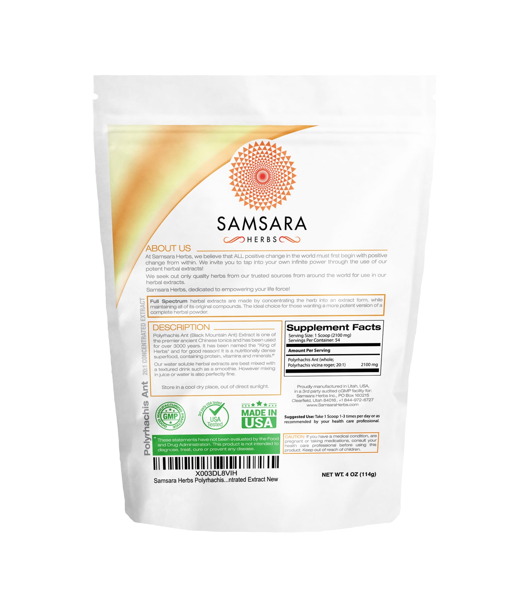 Foto 3 pulgar | Suplemento De Extracto De Hormiga Polyrhachis De Samsara Herbs En Polvo 114 G - Venta Internacional.