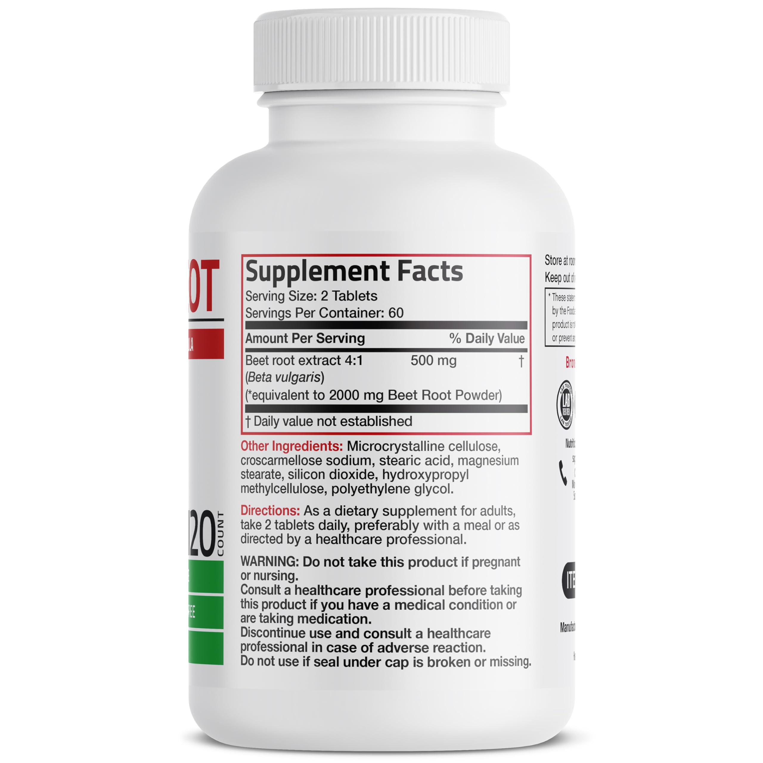 Foto 3 pulgar | Suplemento Bronson Beet Root Extra Strength 120 Comprimidos - Venta Internacional.