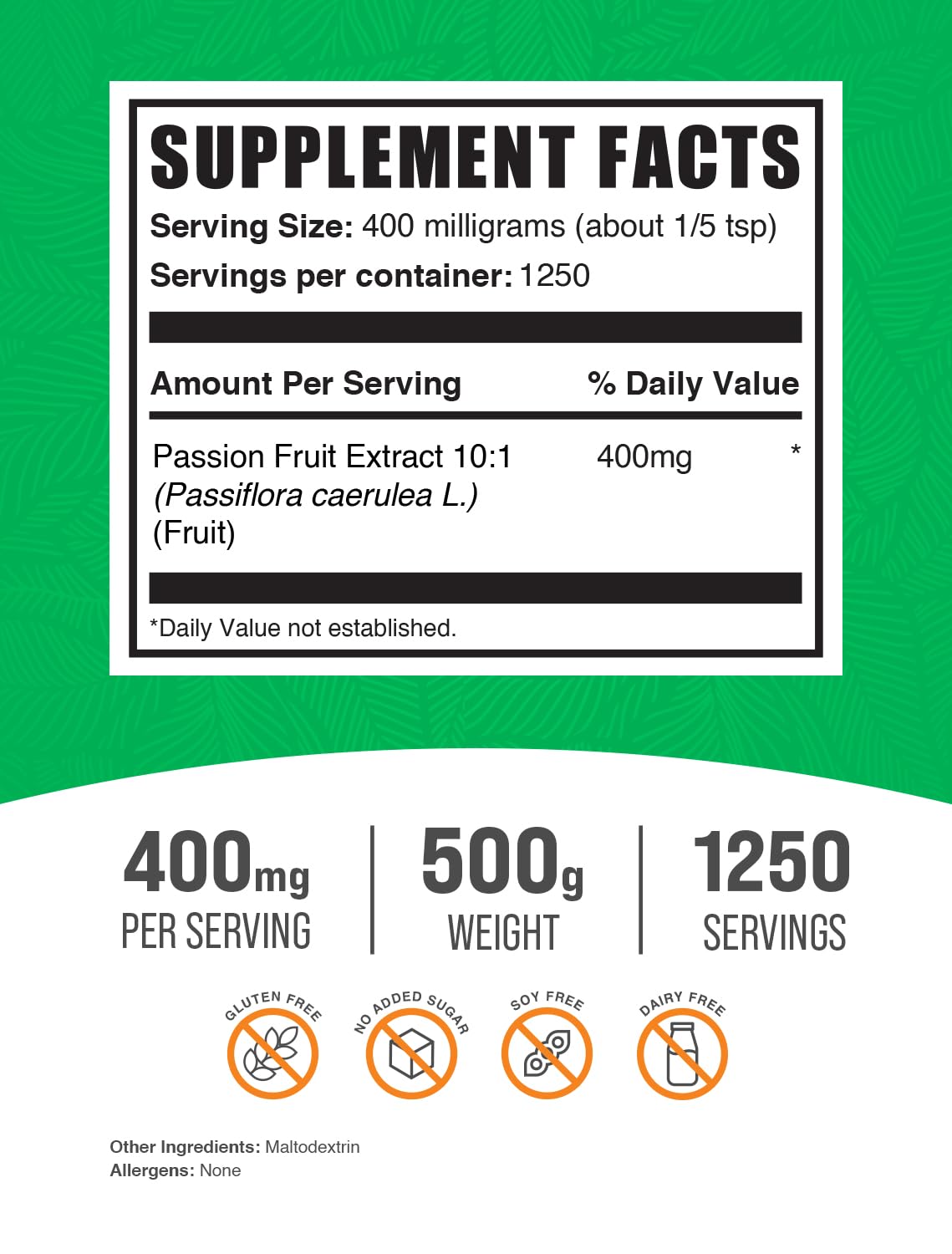 Foto 3 pulgar | Suplemento Bulksupplements.com Extracto De Maracuyá En Polvo 500 G - Venta Internacional.