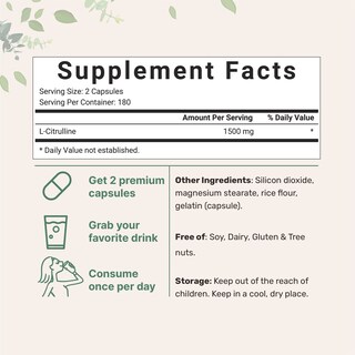 Foto 2 | Suplemento De Microingredientes: L-citrulina 1500 Mg, 360 Cápsulas - Venta Internacional.