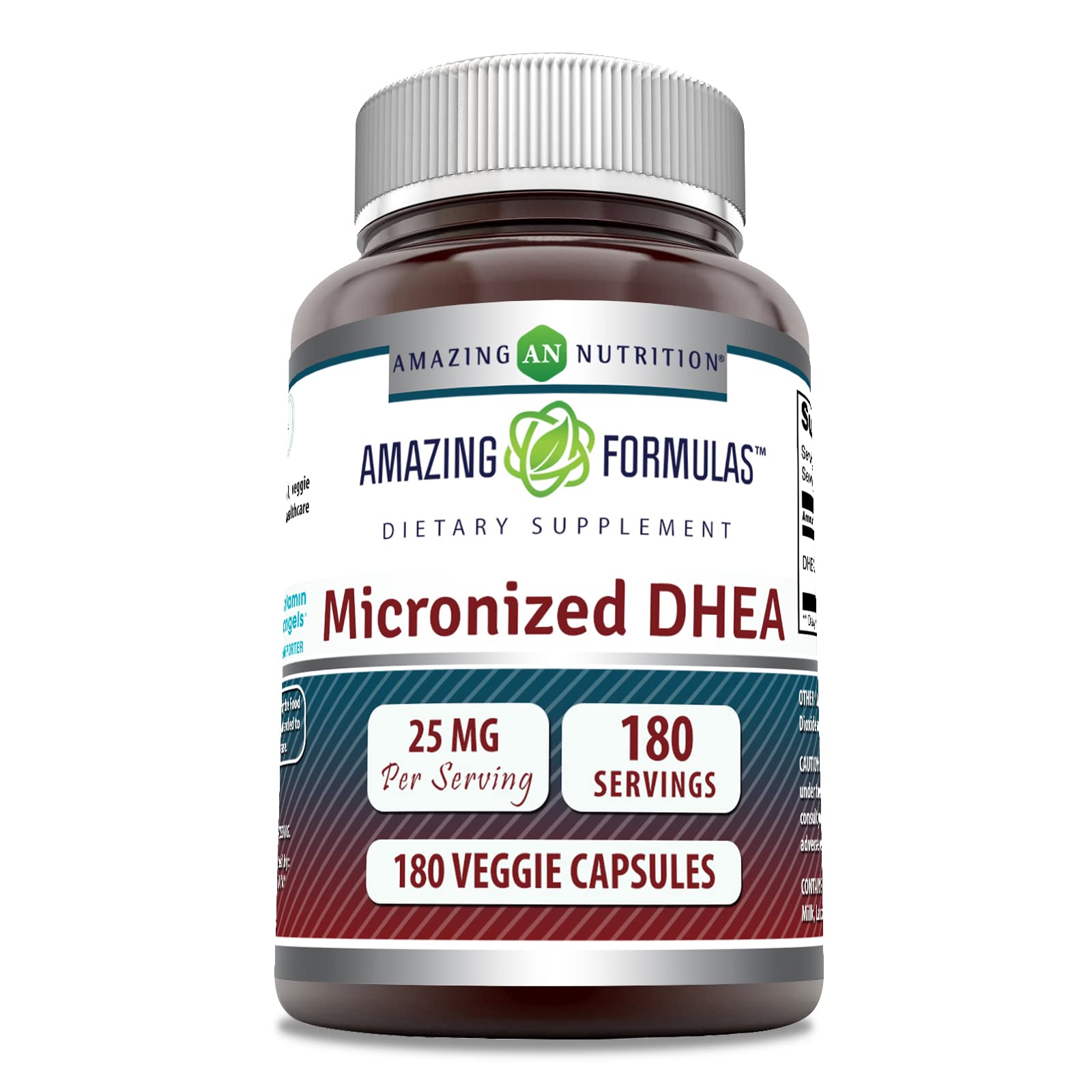 Suplemento Amazing Formulas Con Dhea Micronizada, 25 Mg, 180 Cápsulas - Venta Internacional.