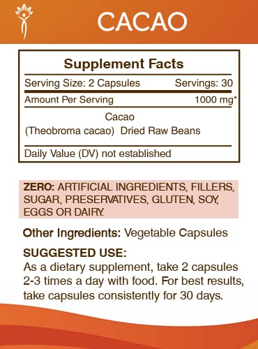Foto 4 pulgar | Suplemento Secrets Of The Tribe Cacao 60 Cápsulas 1000 Mg - Venta Internacional.