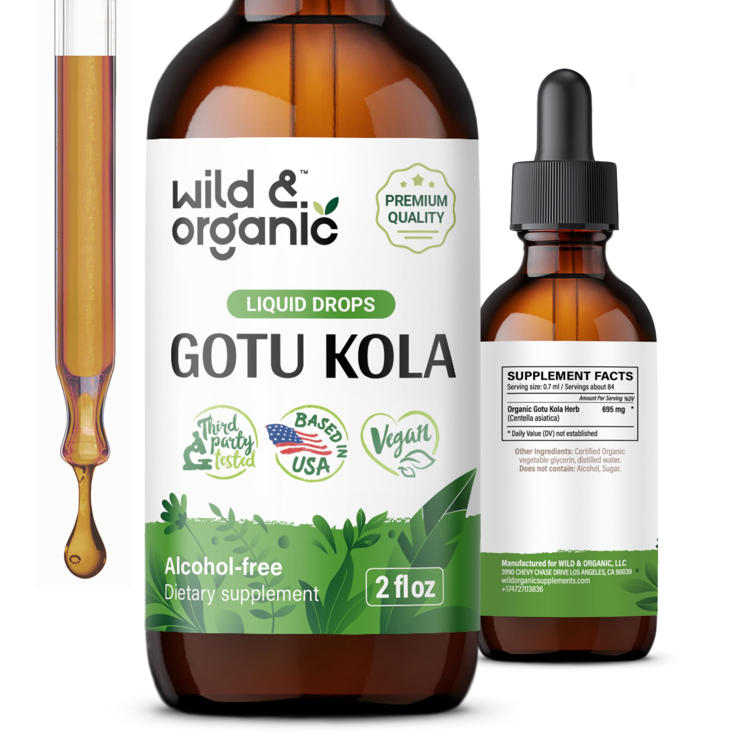 Foto 2 pulgar | Suplemento De Gotu Kola Silvestre Y Orgánica En Gotas, 60 Ml, Sin Alcohol - Venta Internacional.