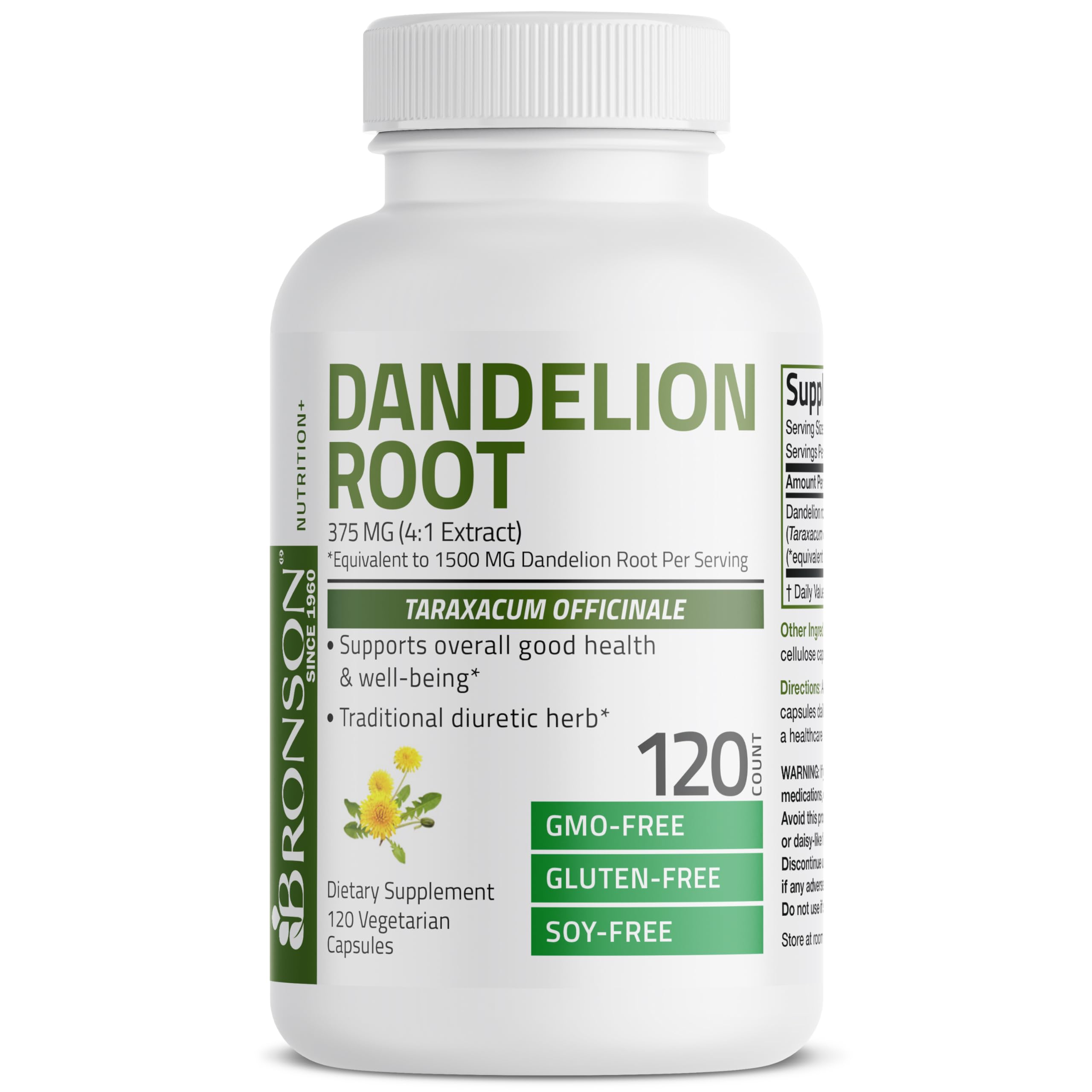 Foto 4 pulgar | Suplemento Bronson Dandelion Root 1500 Mg 120 Cápsulas - Venta Internacional.