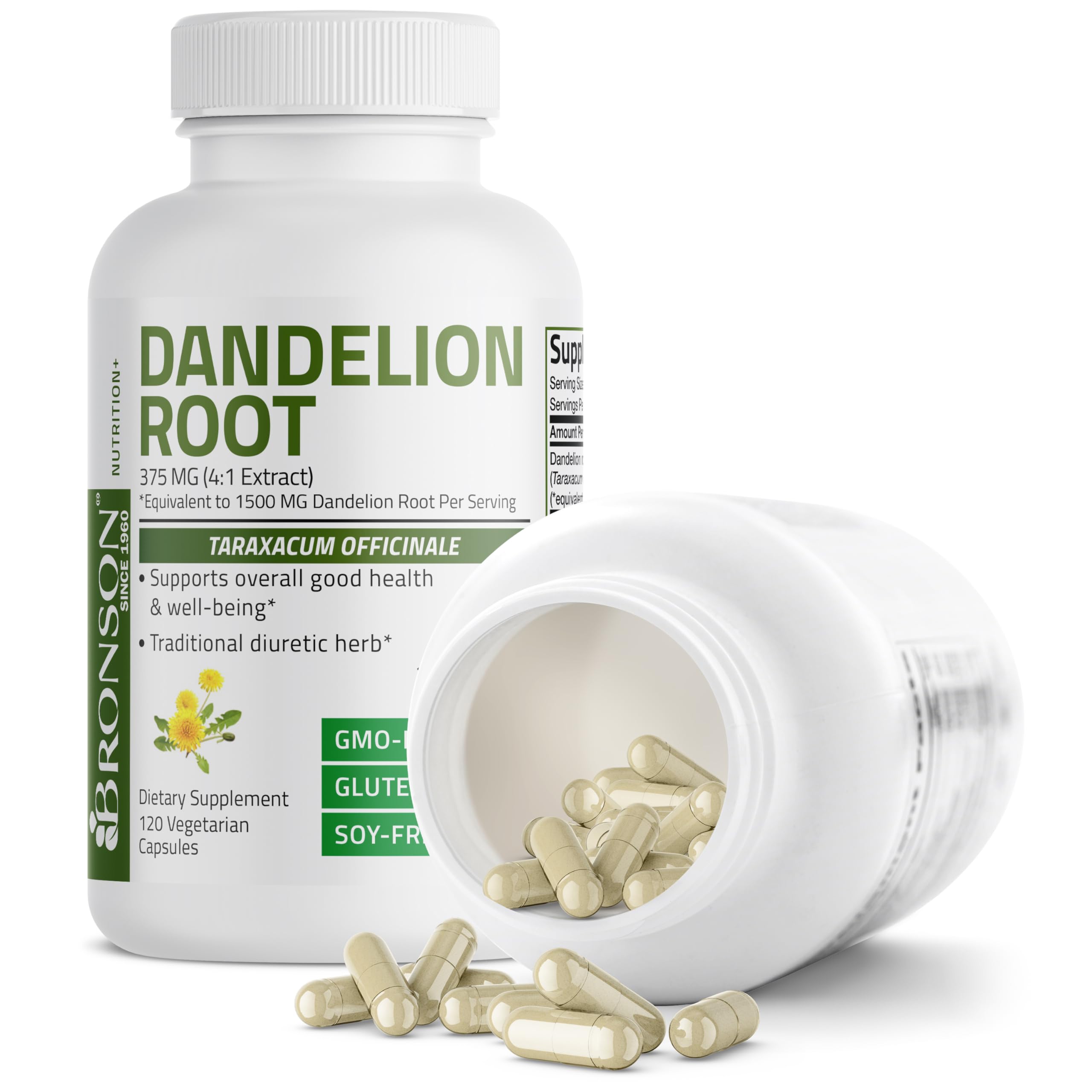 Foto 5 pulgar | Suplemento Bronson Dandelion Root 1500 Mg 120 Cápsulas - Venta Internacional.