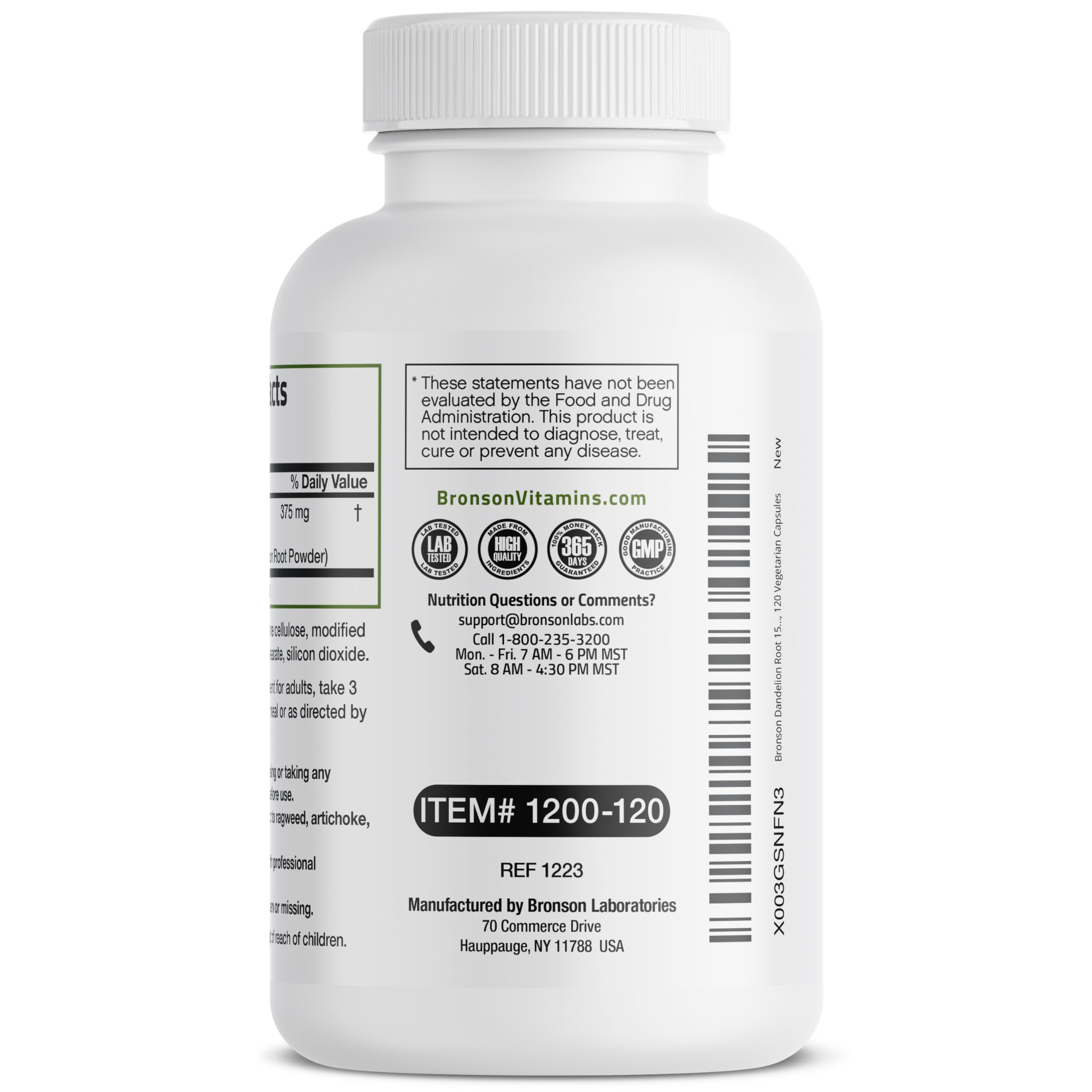 Foto 6 pulgar | Suplemento Bronson Dandelion Root 1500 Mg 120 Cápsulas - Venta Internacional.