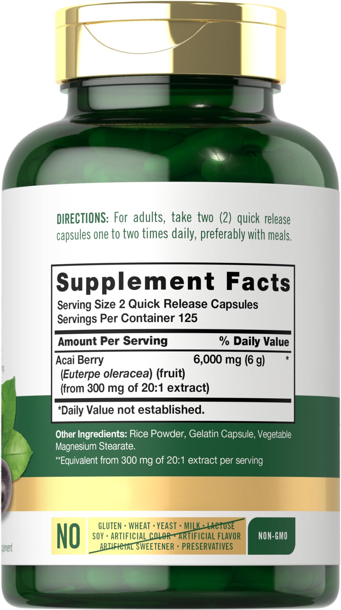 Foto 3 pulgar | Suplemento Carlyle Acai Berry En Cápsulas De 6000 Mg | 250 Unidades - Venta Internacional.