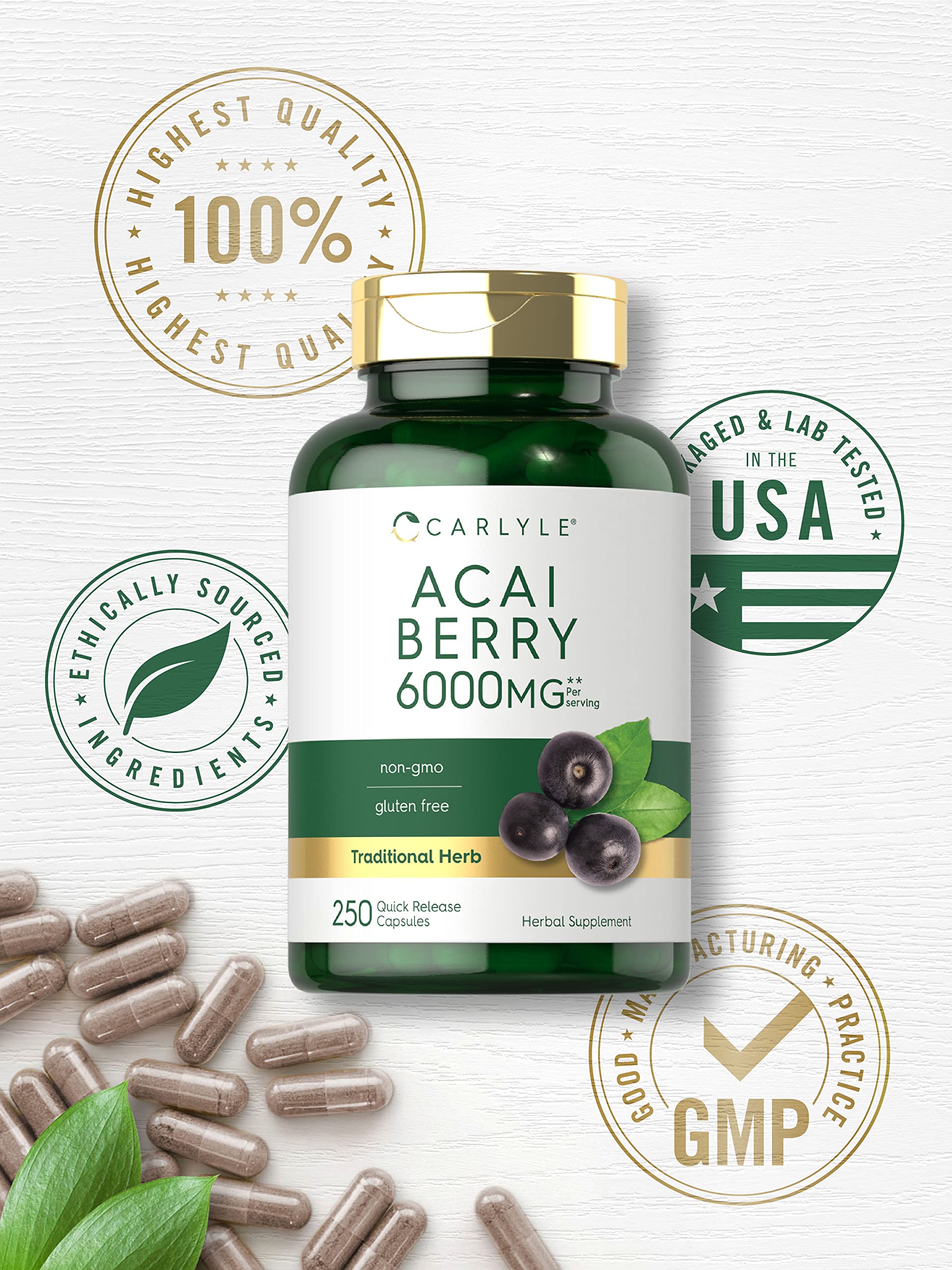 Foto 5 pulgar | Suplemento Carlyle Acai Berry En Cápsulas De 6000 Mg | 250 Unidades - Venta Internacional.