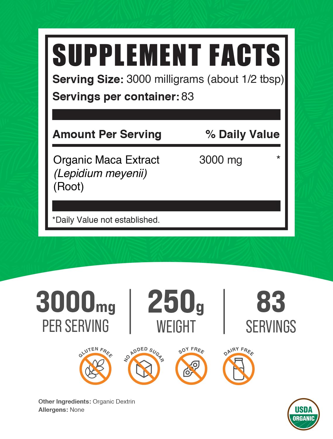 Foto 3 pulgar | Suplemento Bulksupplements.com Extracto De Raíz De Maca Orgánica 3000 Mg - Venta Internacional.