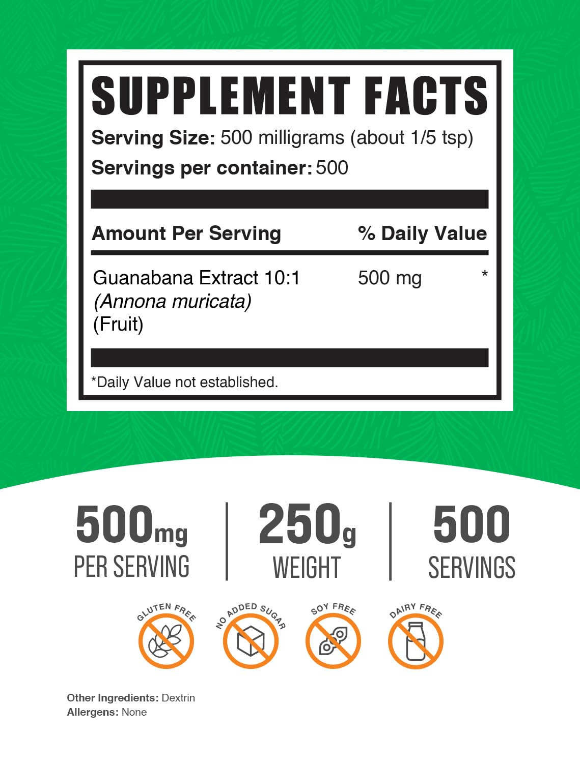 Foto 3 pulgar | Suplemento Bulksupplements.com Extracto De Guanábana En Polvo 250 G - Venta Internacional.