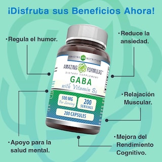 Foto 2 | Amazing Nutrition Gaba Reducción Estrés Ansiedad 500mg 200 Cápsulas