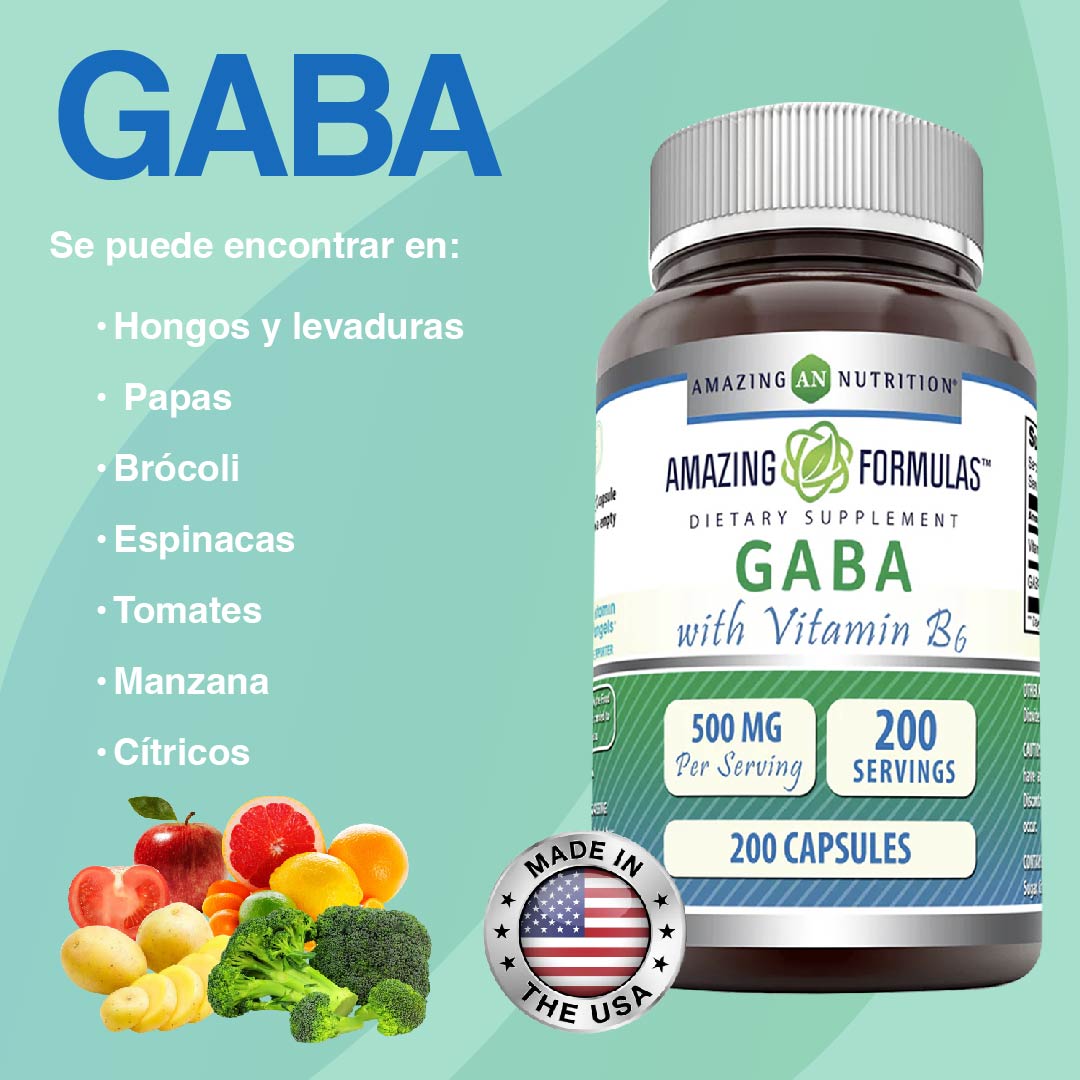 Foto 4 pulgar | Amazing Nutrition Gaba Reducción Estrés Ansiedad 500mg 200 Cápsulas