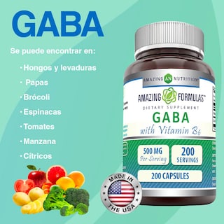 Foto 3 | Amazing Nutrition Gaba Reducción Estrés Ansiedad 500mg 200 Cápsulas