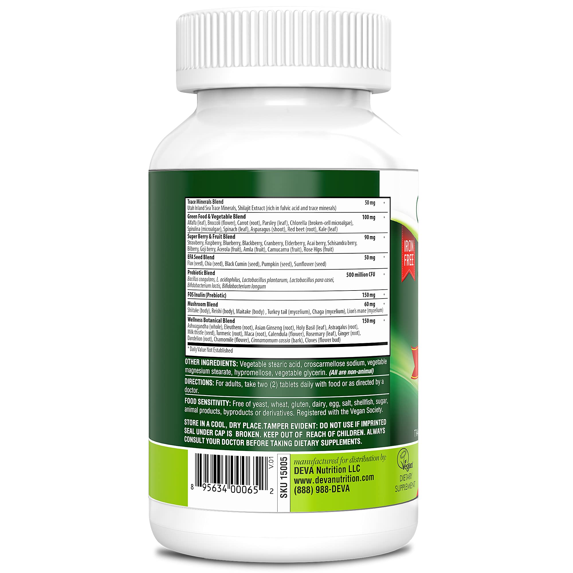 Foto 3 | Suplemento Multivitamínico Vegano Deva Tuba Prime 90 Comprimidos - Venta Internacional.