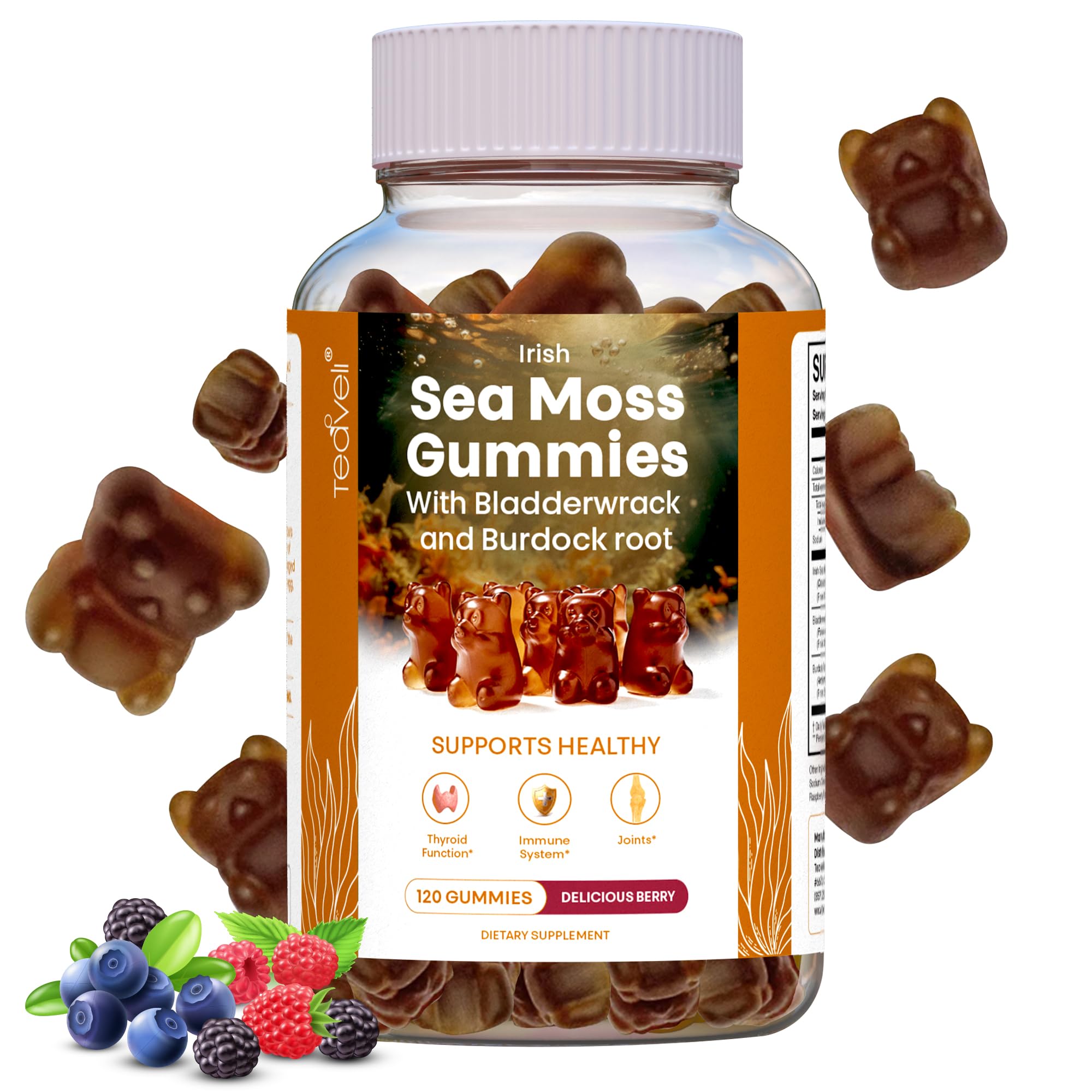 Foto 2 pulgar | Suplemento De Gomitas Irlandesas Teaveli Con Musgo Marino, 120 G, Sabor A Bayas - Venta Internacional.