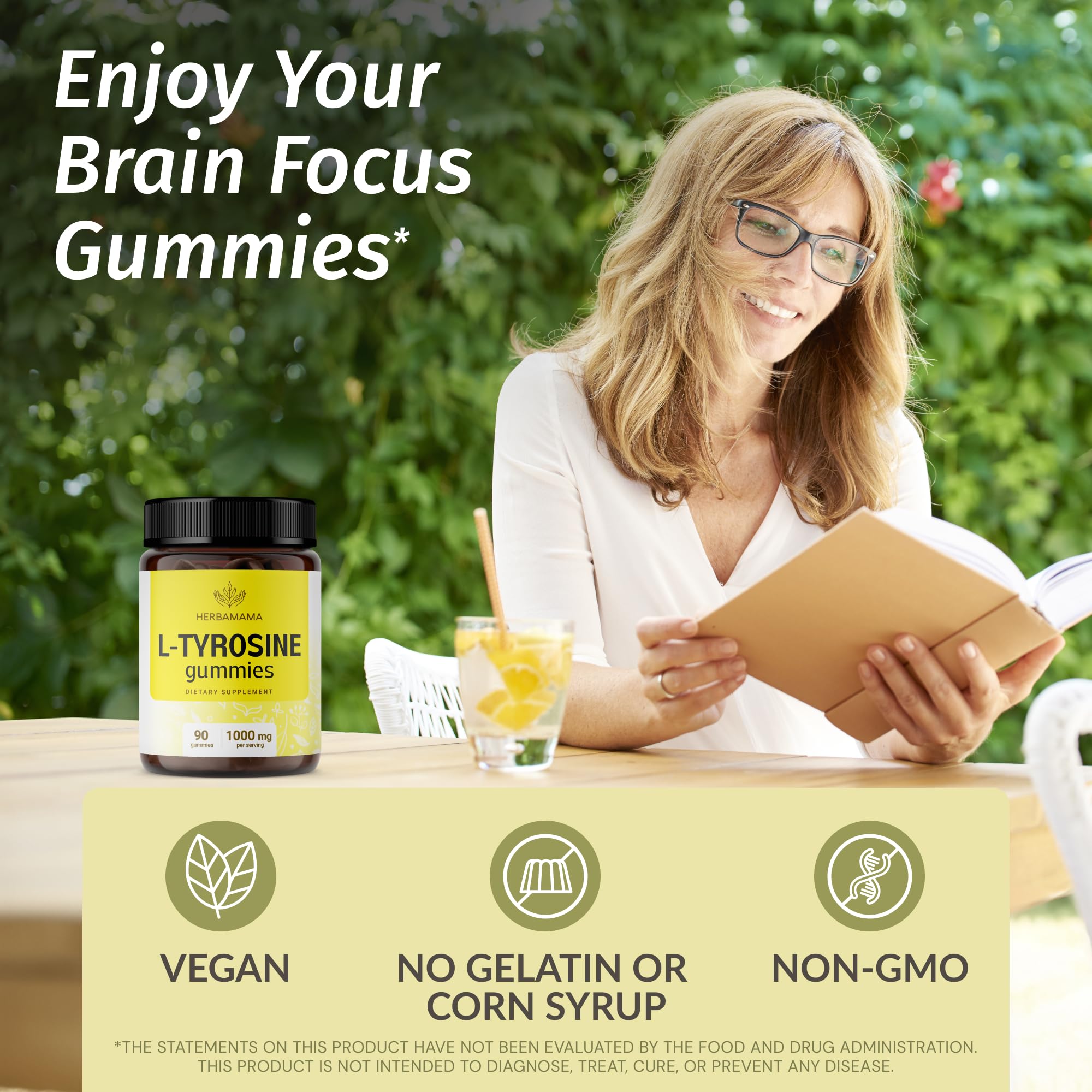 Foto 2 | Suplemento Herbamama L-tirosina Focus Gummies 1000 Mg 90% Vegano - Venta Internacional.