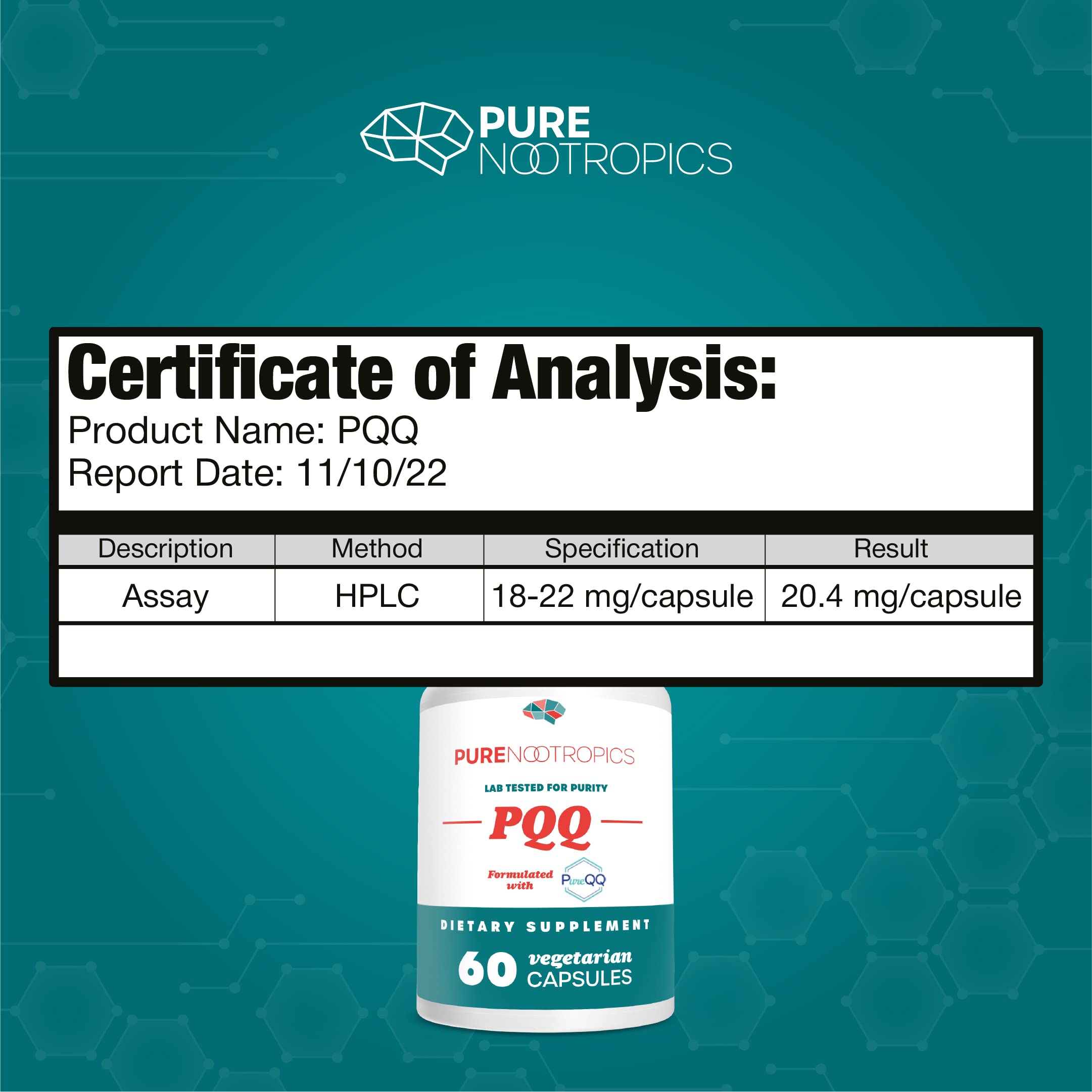 Foto 8 pulgar | Suplemento Pqq De Pure Nootropics (pirroloquinolina Quinona) 20 Mg - Venta Internacional.