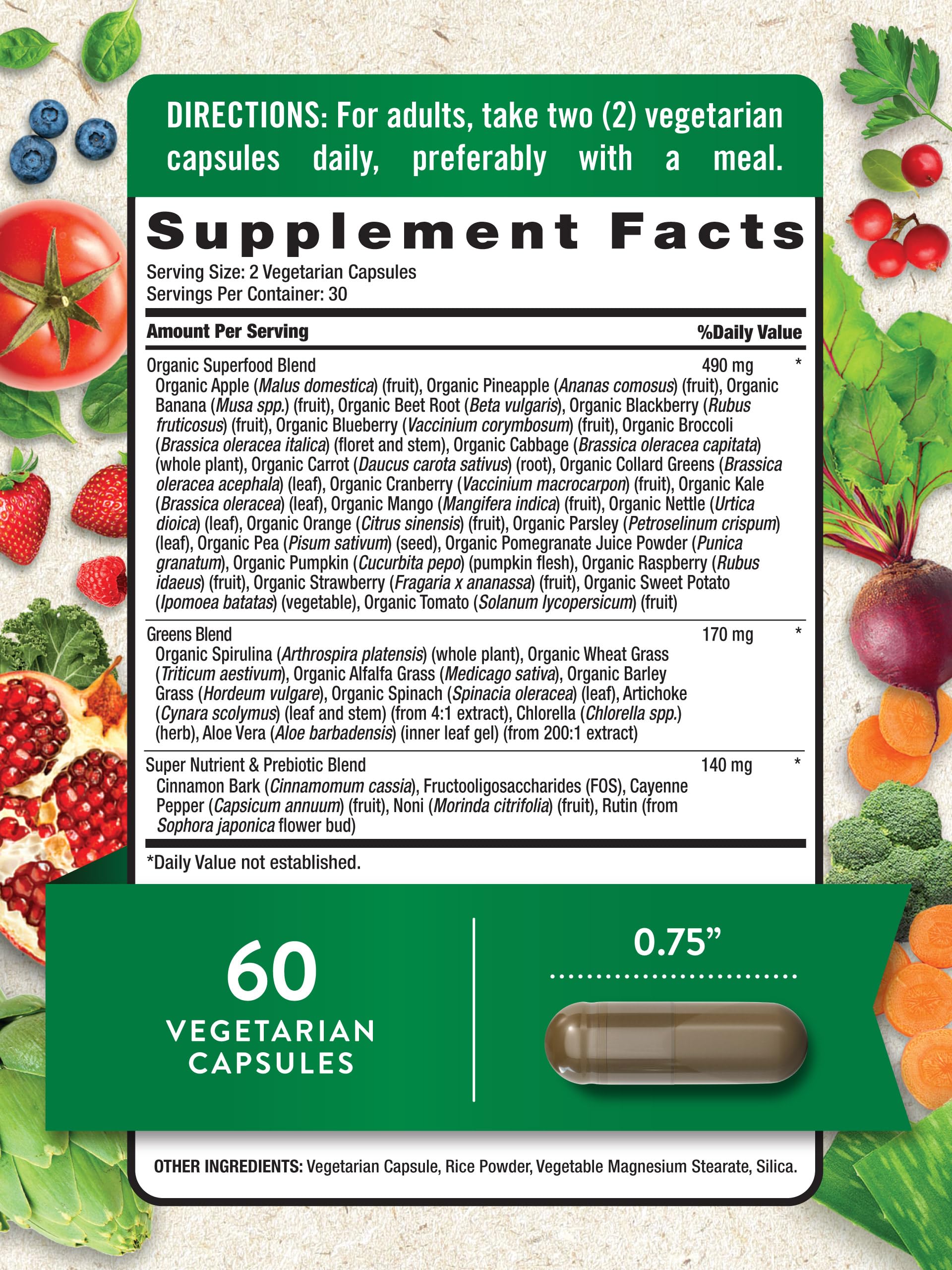 Foto 3 pulgar | Suplemento Nature's Truth Super Fruits & Veggies 60 Cápsulas - Venta Internacional.