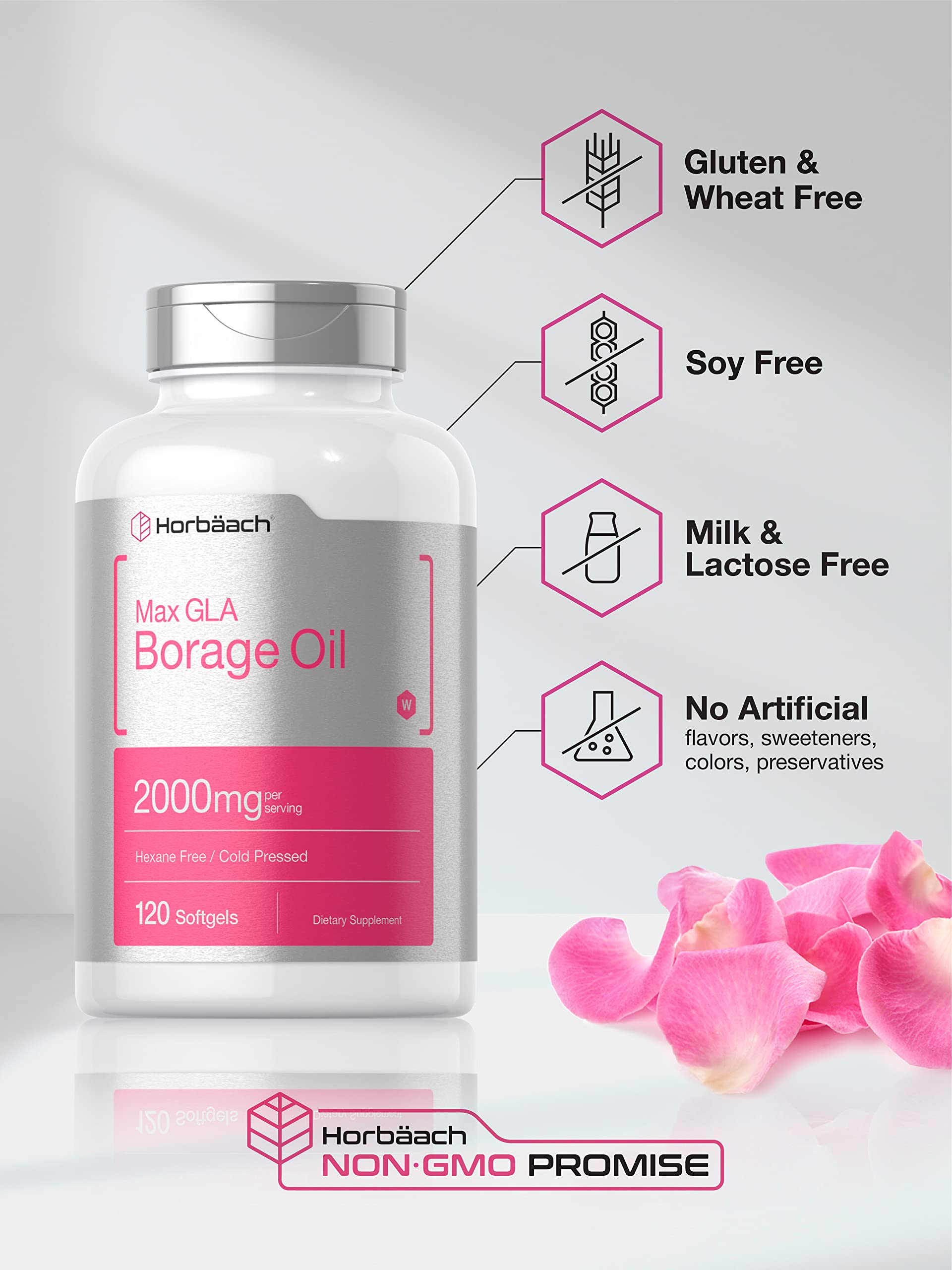 Foto 4 | Suplemento Horbäach, Aceite De Borraja, Cápsulas, 2000 Mg, 120 Cápsulas Blandas - Venta Internacional.