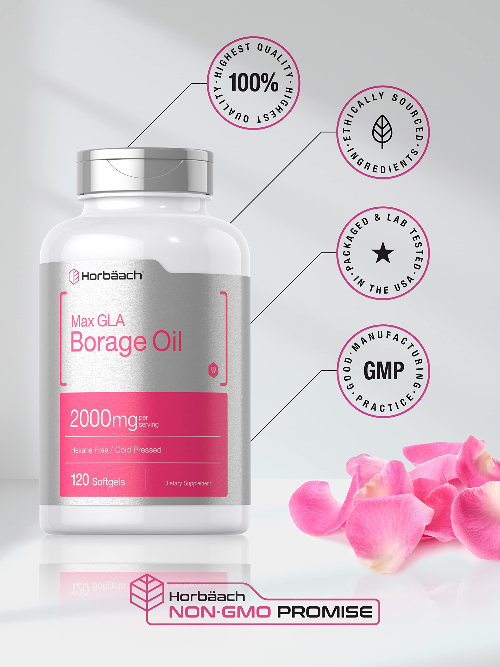 Foto 5 | Suplemento Horbäach, Aceite De Borraja, Cápsulas, 2000 Mg, 120 Cápsulas Blandas - Venta Internacional.