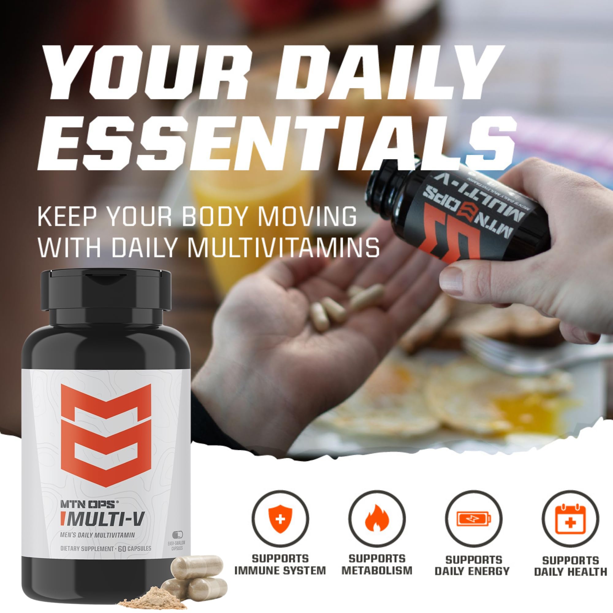 Foto 6 pulgar | Multivitamínico Mtn Ops Multi-v Para Hombres, 60 Cápsulas, Suministro Para 30 Días - Venta Internacional.