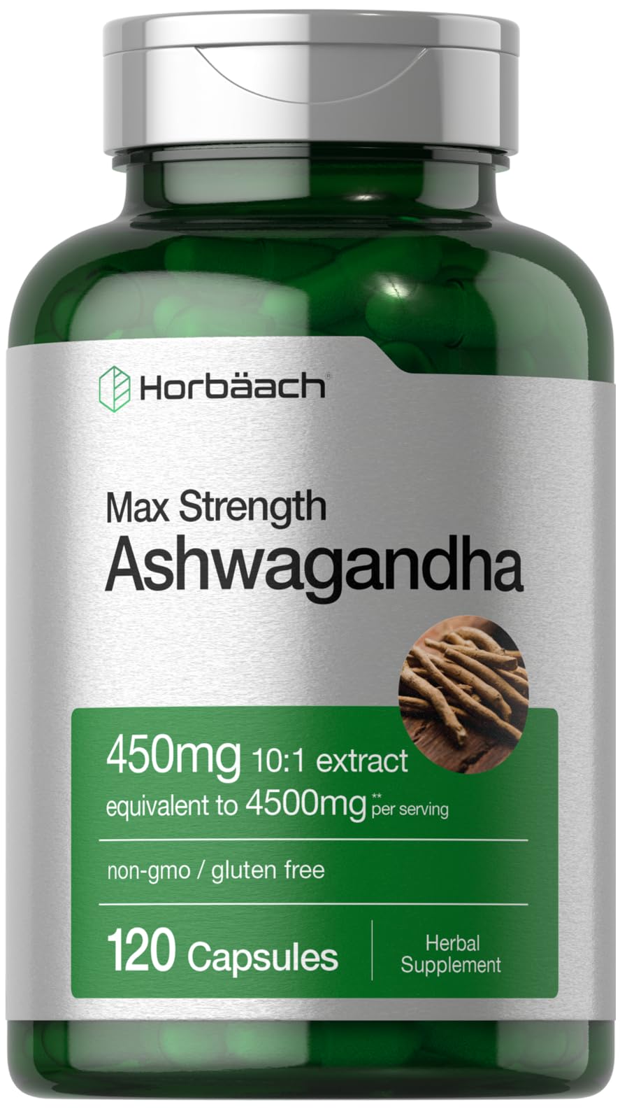 Foto 2 pulgar | Suplemento Horbäach Ashwagandha Max Strength 120 Cápsulas - Venta Internacional.