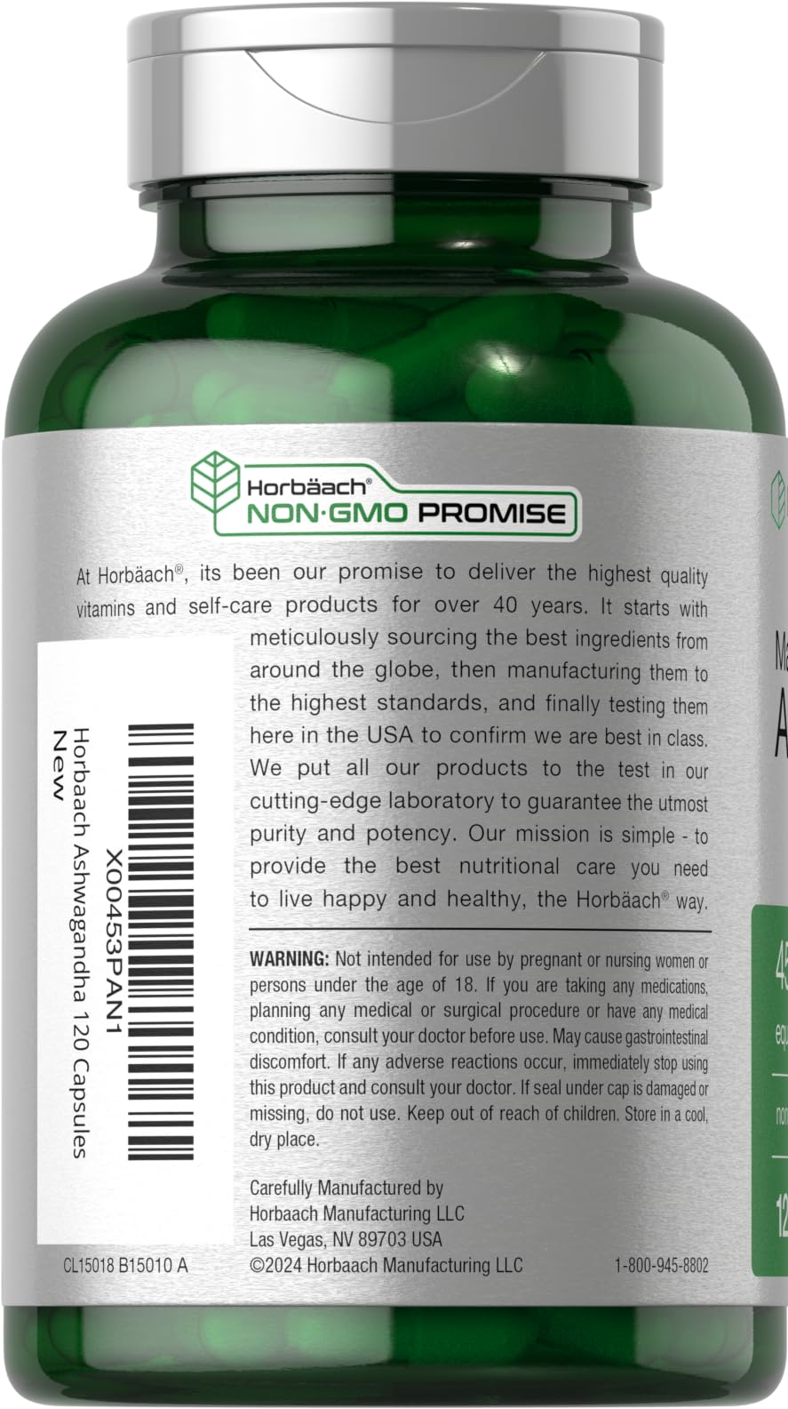 Foto 3 | Suplemento Horbäach Ashwagandha Max Strength 120 Cápsulas - Venta Internacional.