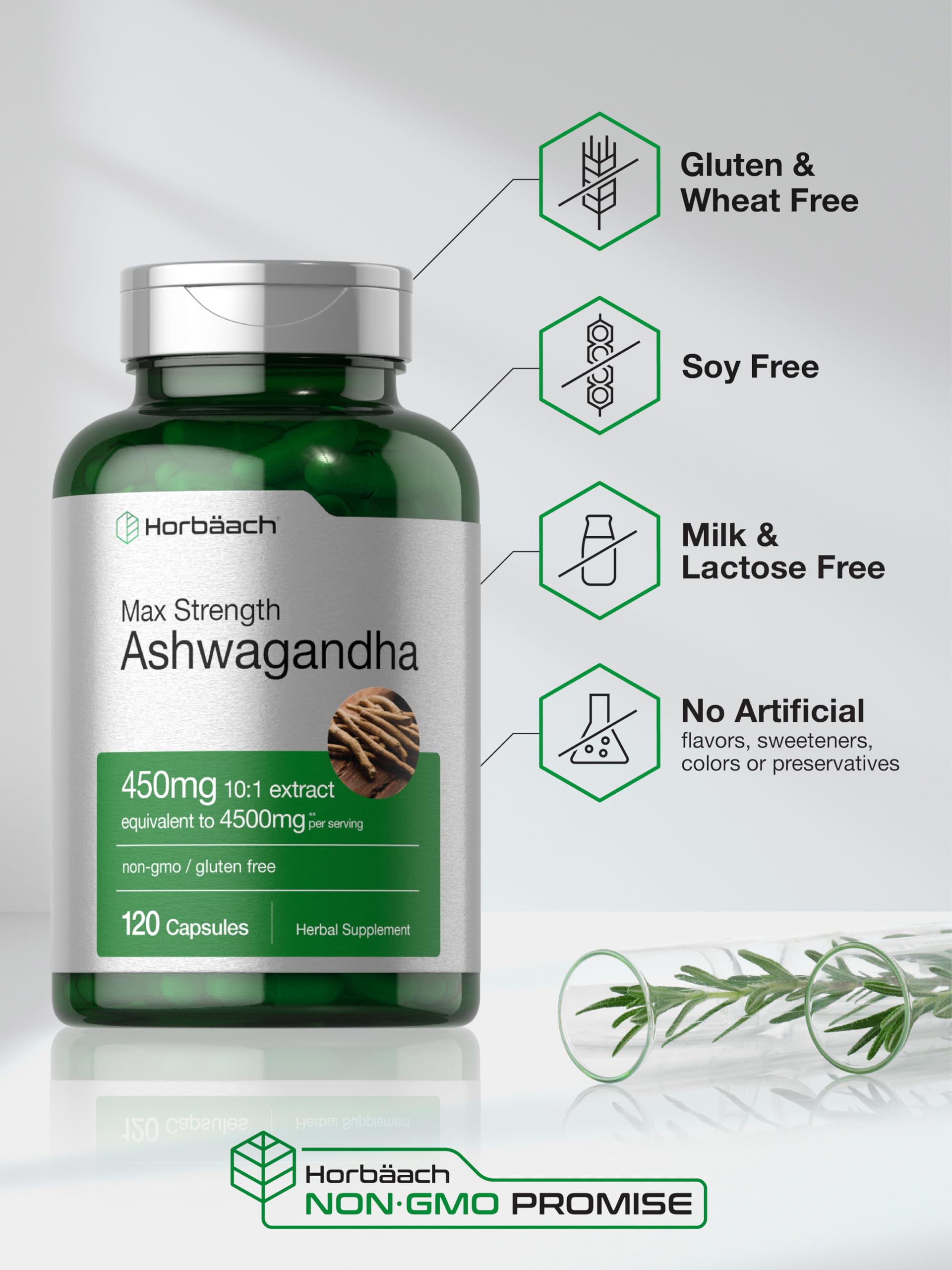 Foto 5 | Suplemento Horbäach Ashwagandha Max Strength 120 Cápsulas - Venta Internacional.